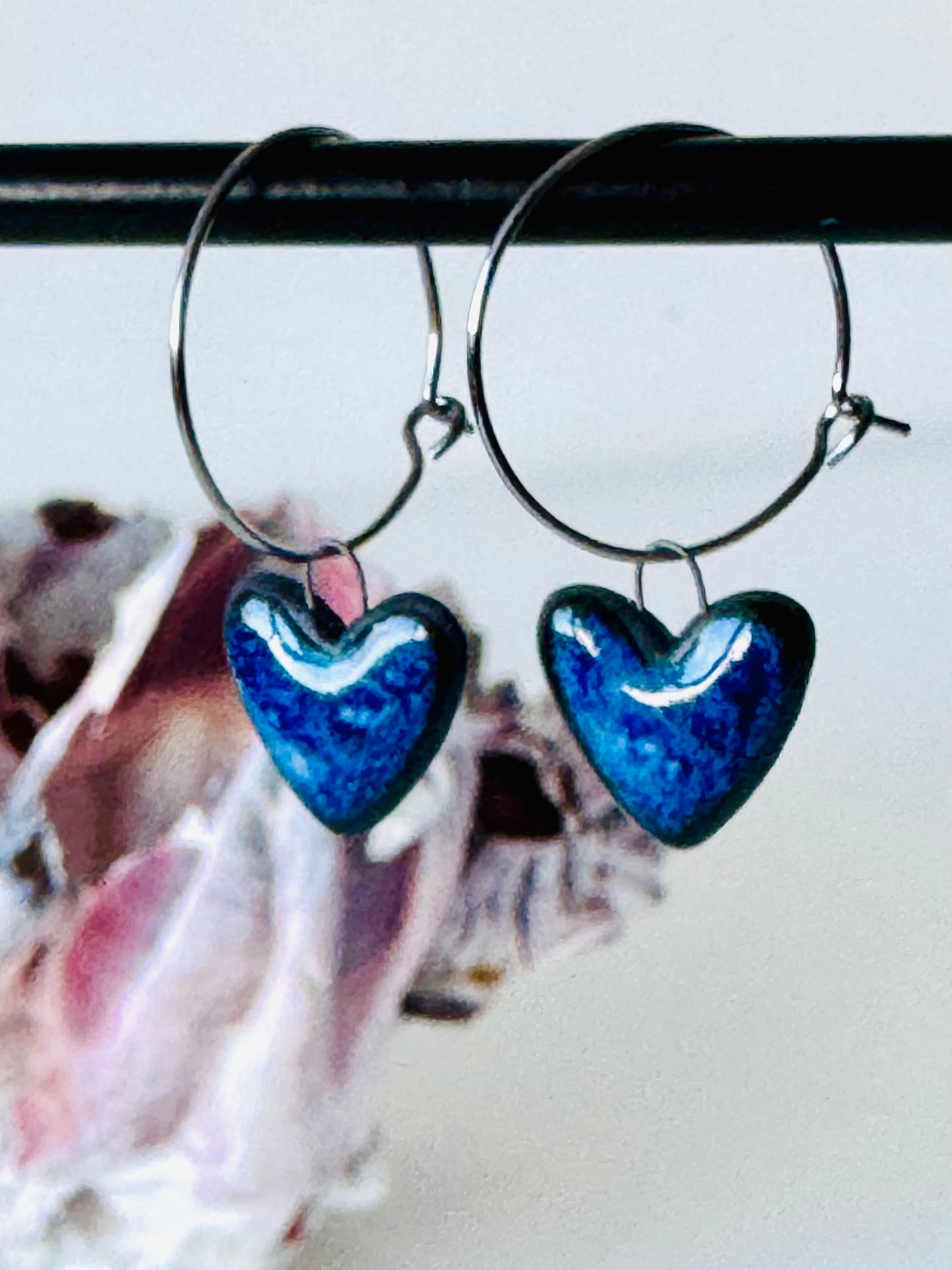 Black porcelain earrings (Love of the Sea)