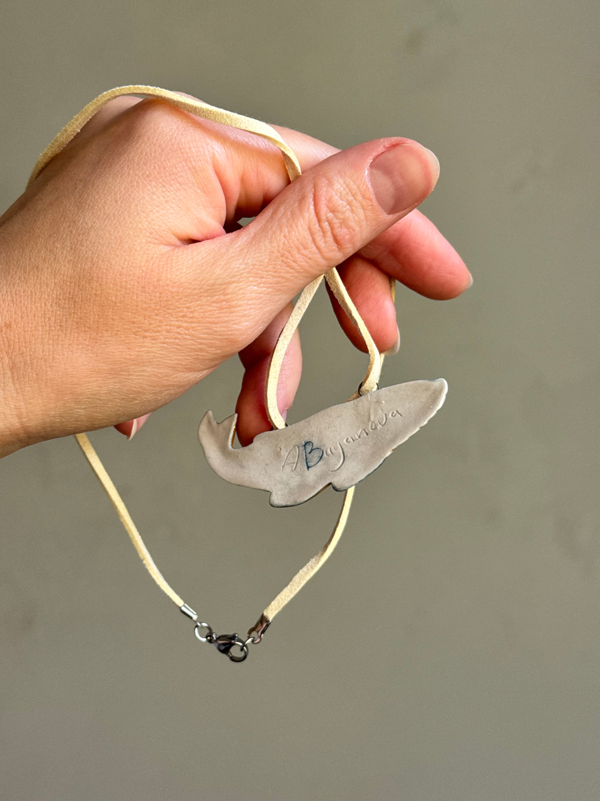 Porcelain whale pendant