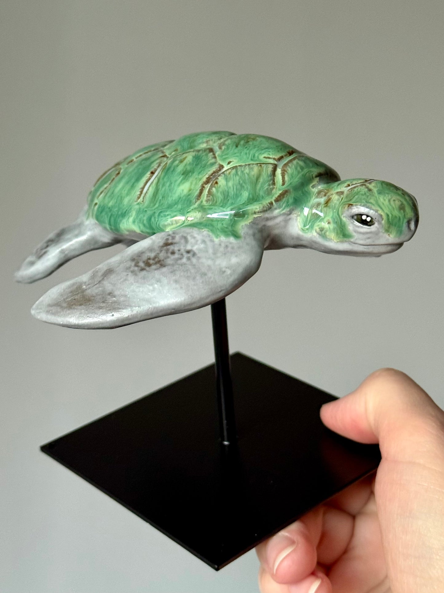 Ceramic Sea Turtle on a stand