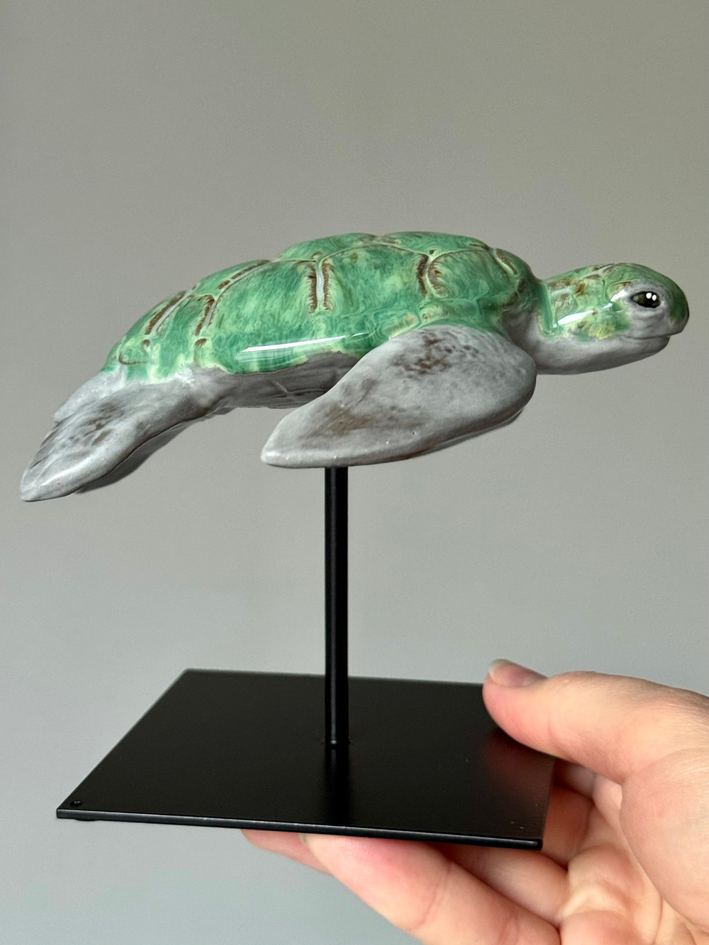 Ceramic Sea Turtle on a stand