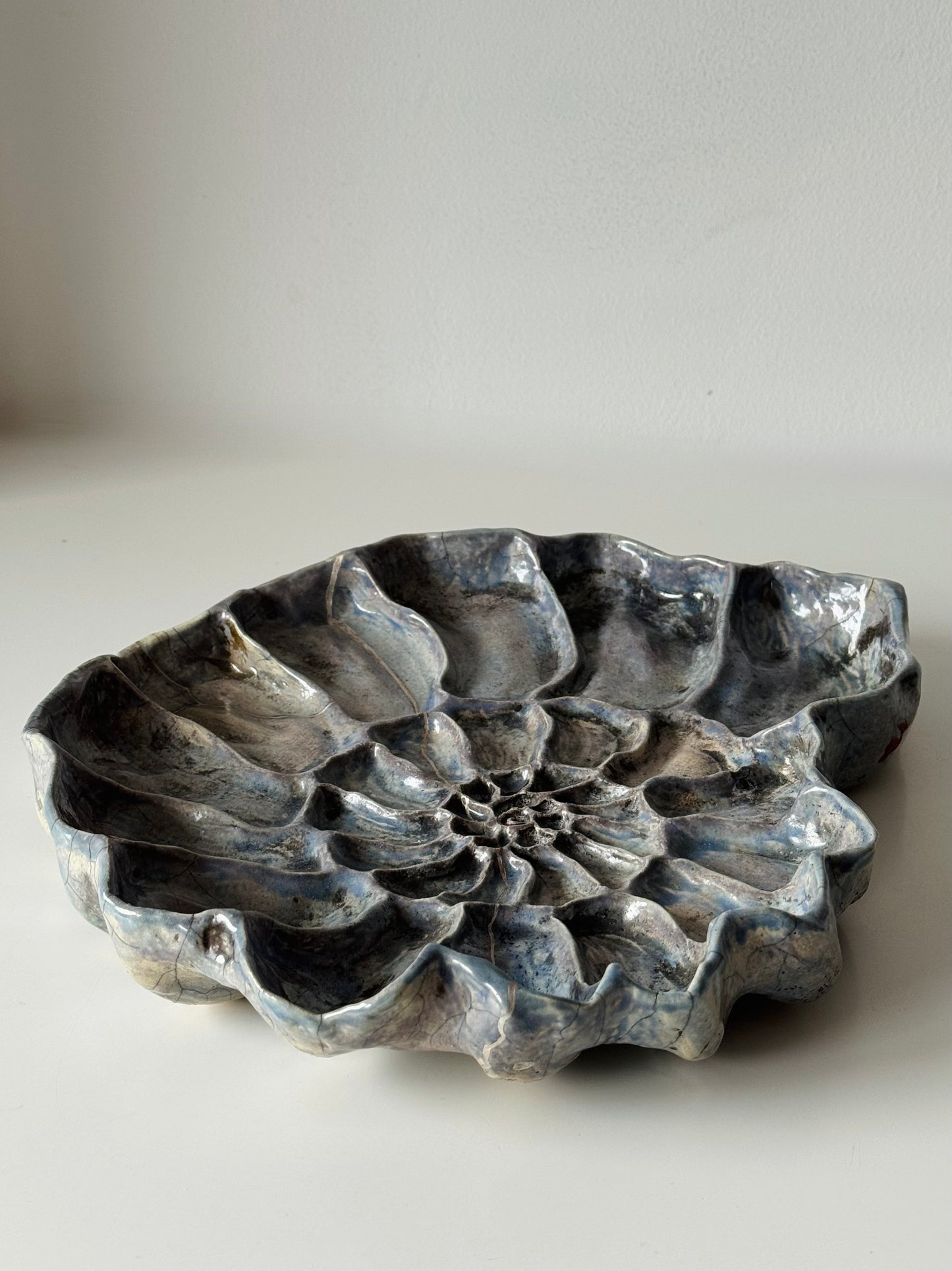 Raku Shell — Silver Kintsugi Edition
