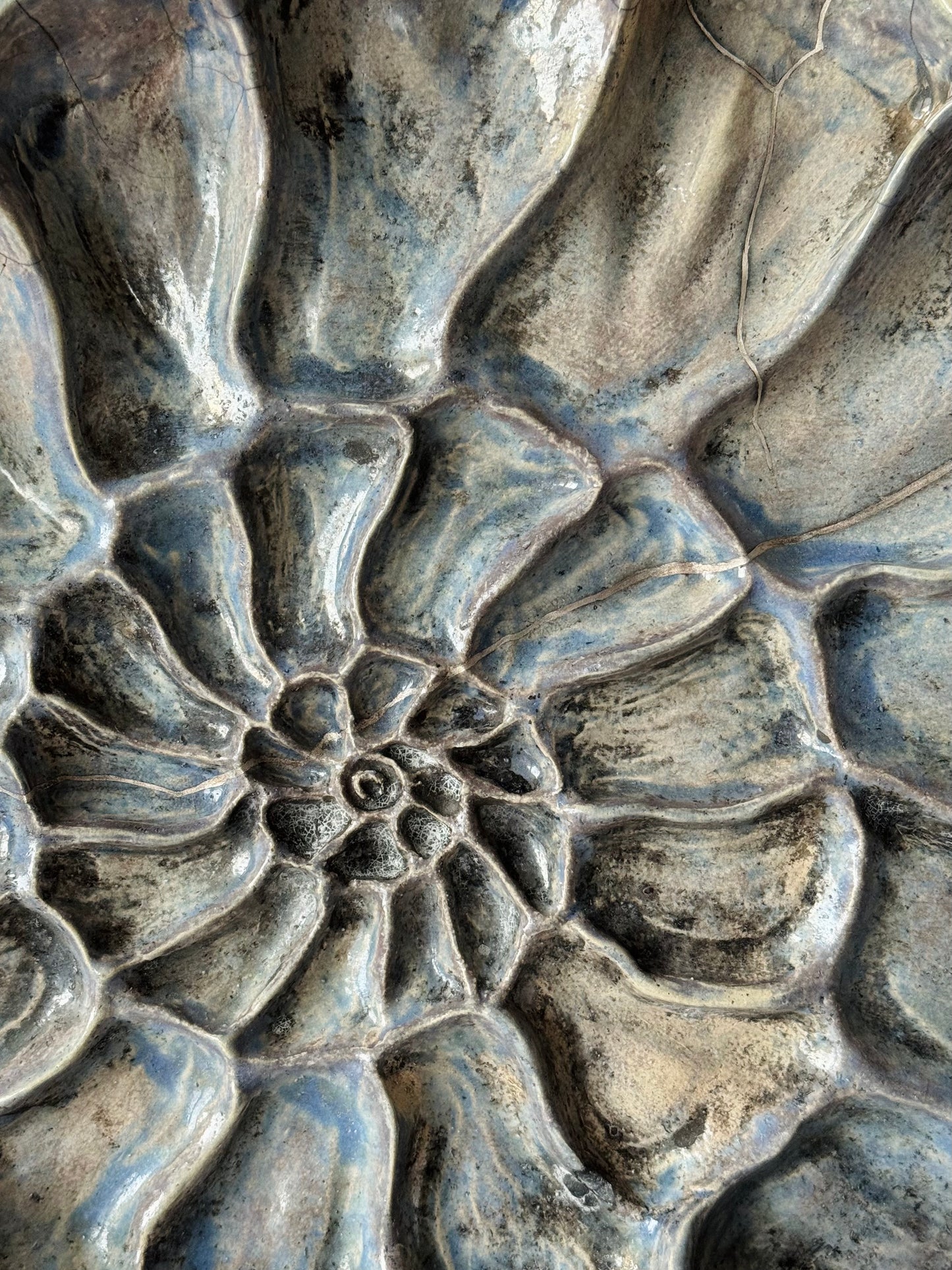 Raku Shell — Silver Kintsugi Edition