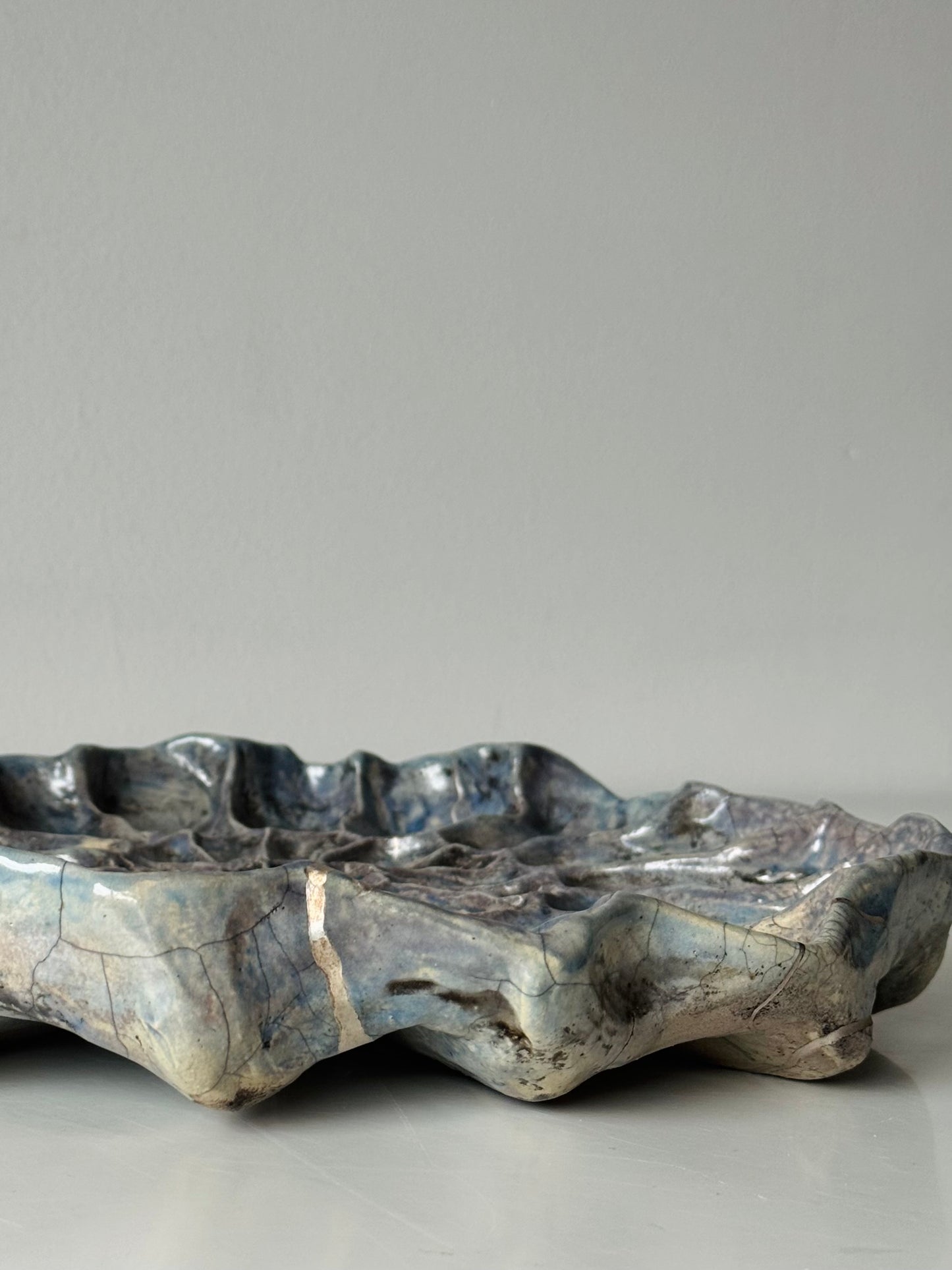 Raku Shell — Silver Kintsugi Edition
