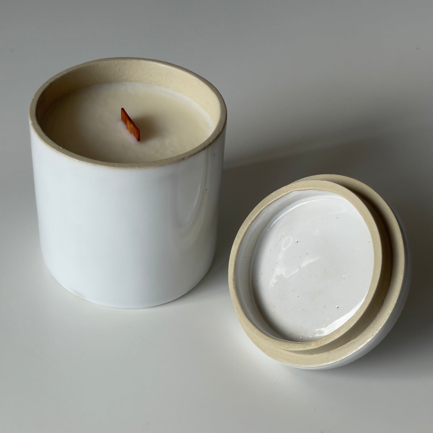 Ceramic jar with cedar forest candle