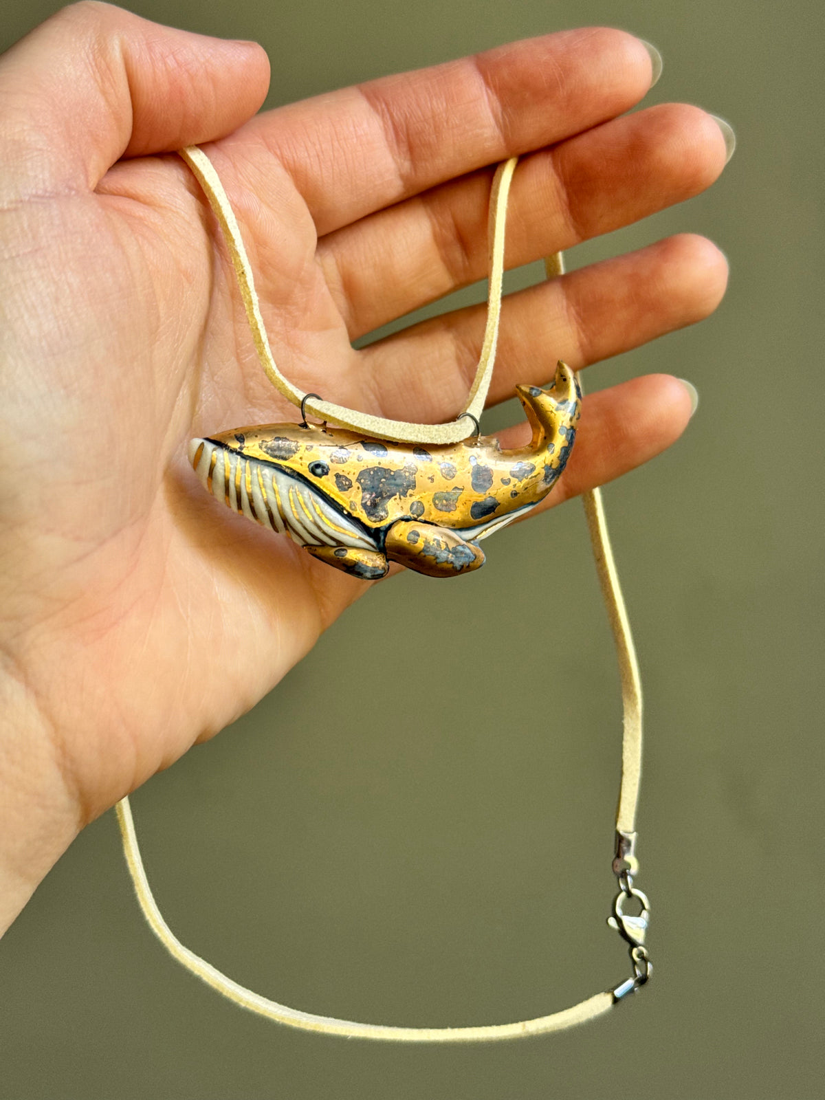 Porcelain whale pendant