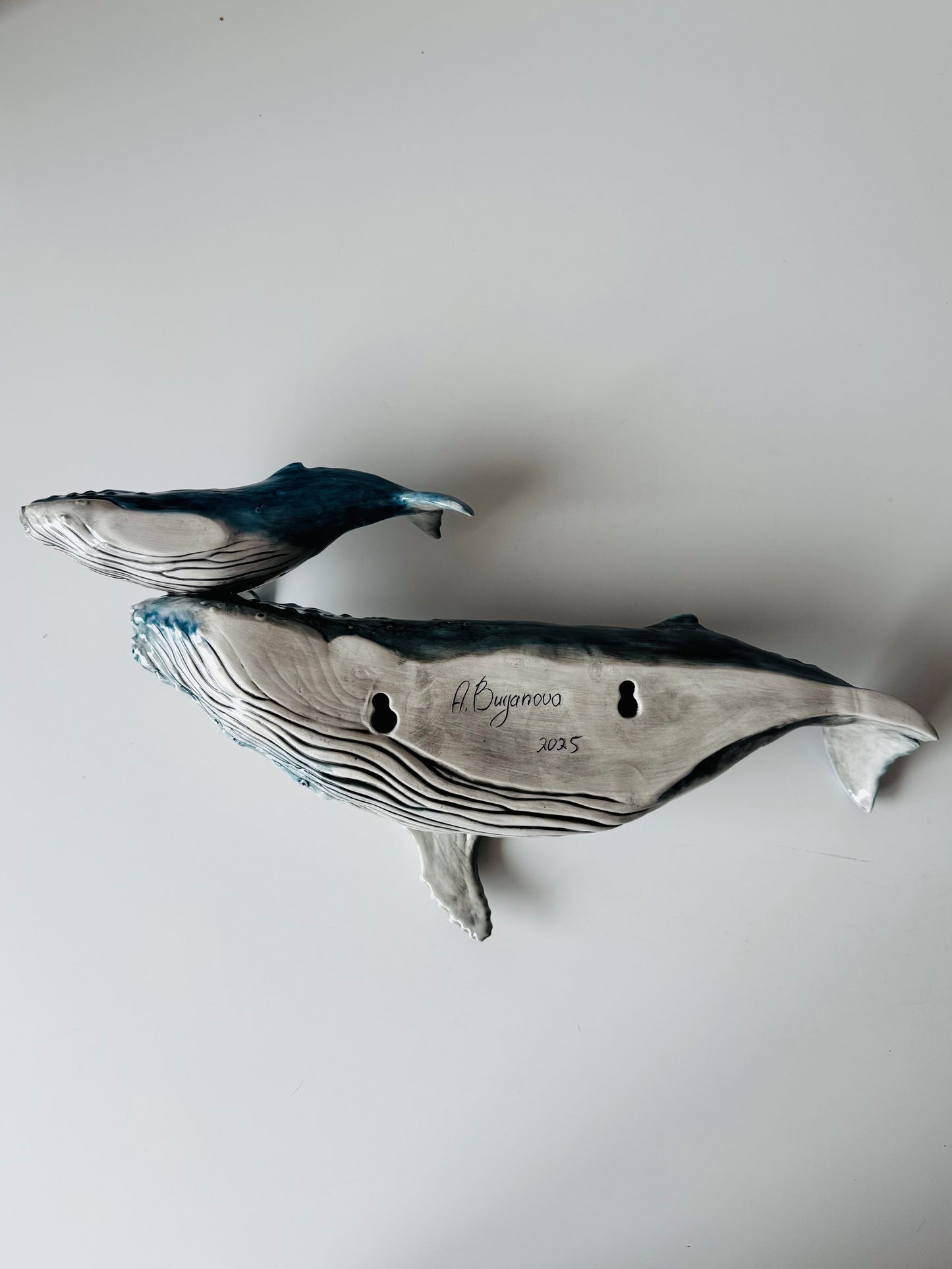 Humpback Whale Mother and Calf Wall Sculpture