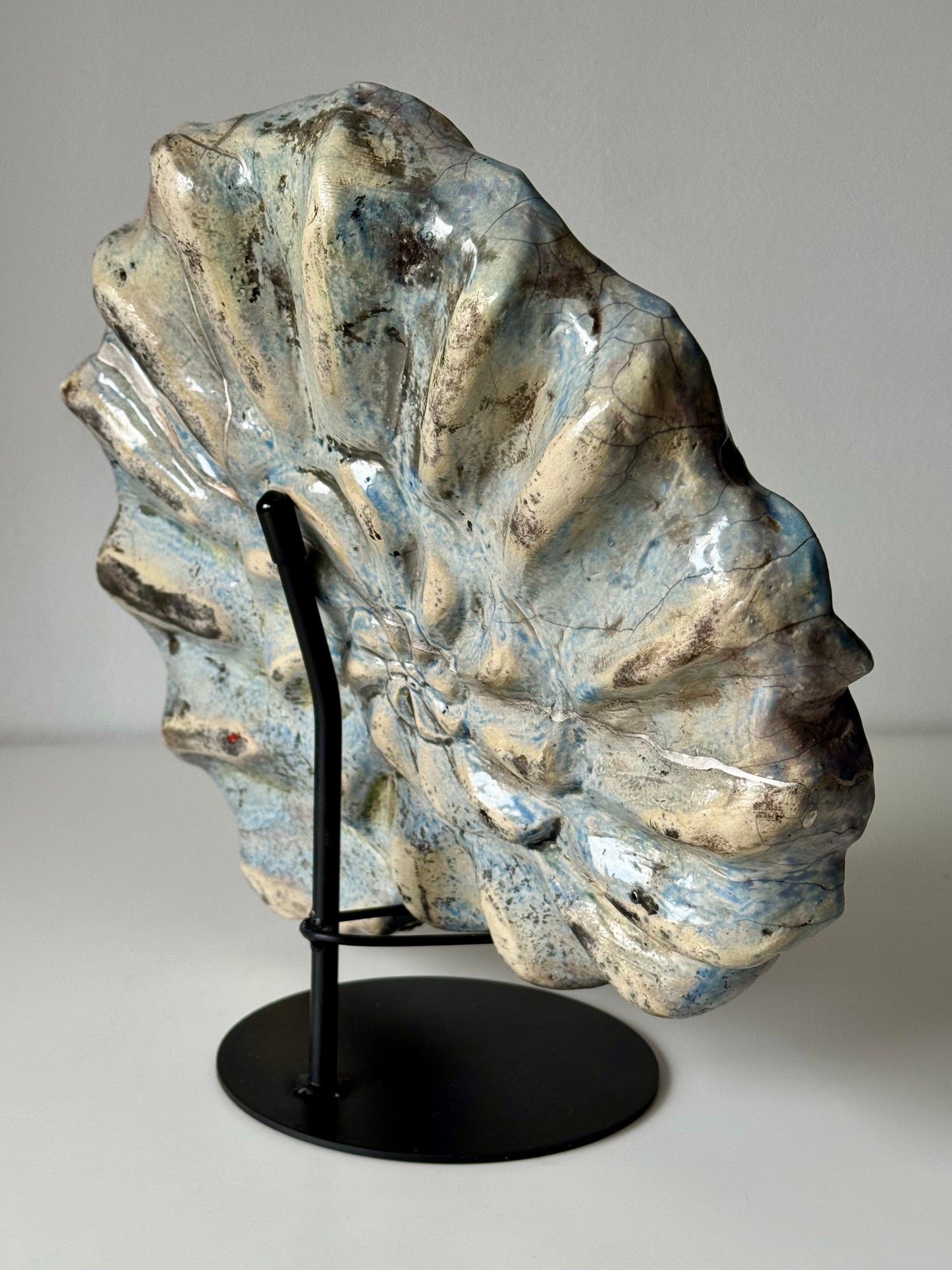 Raku Shell — Silver Kintsugi Edition