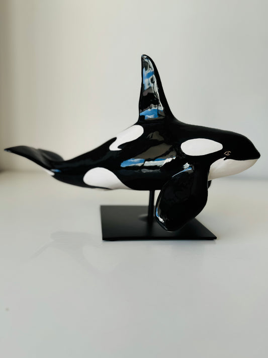 Male Orca on a stand