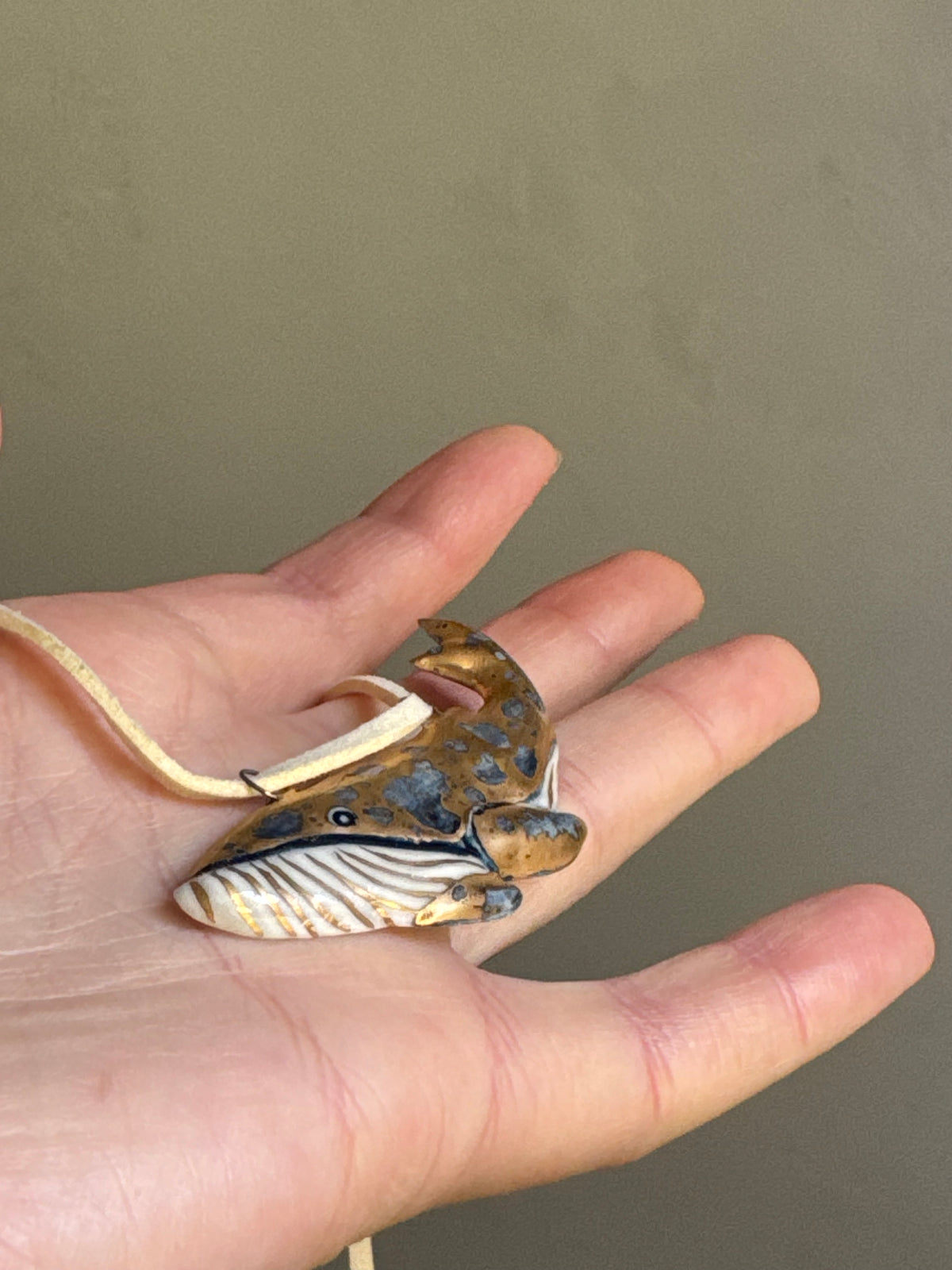 Porcelain whale pendant