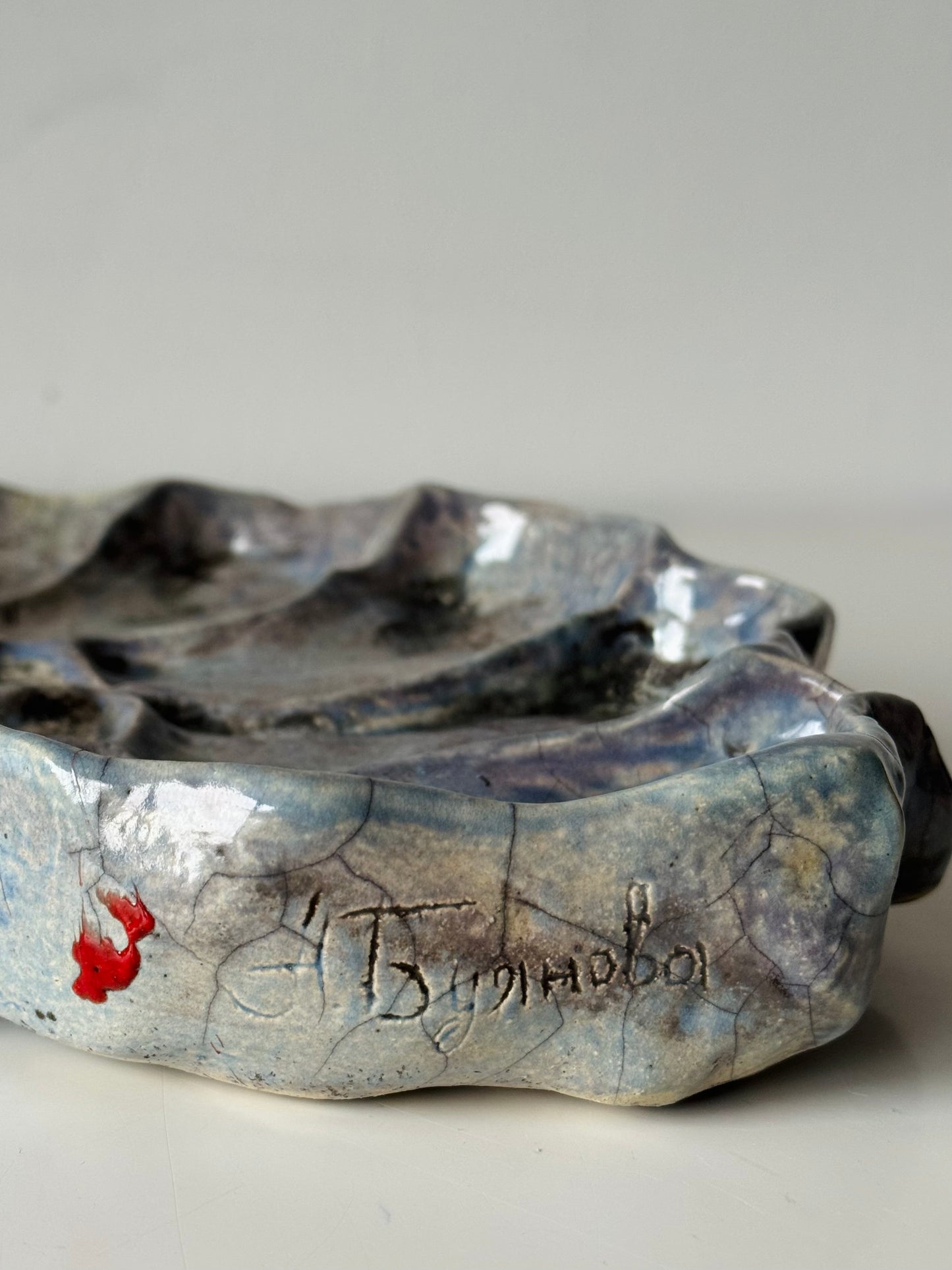 Raku Shell — Silver Kintsugi Edition