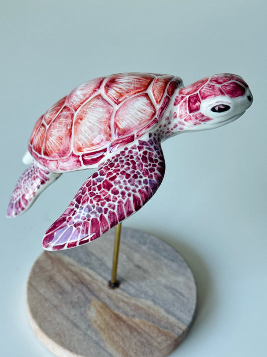 Porcelain Sea Turtle on a stand