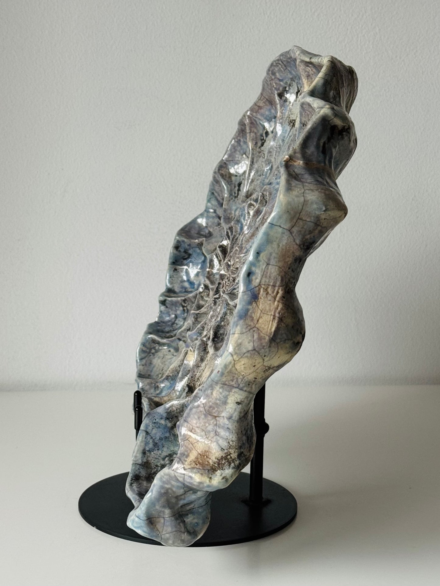 Raku Shell — Silver Kintsugi Edition