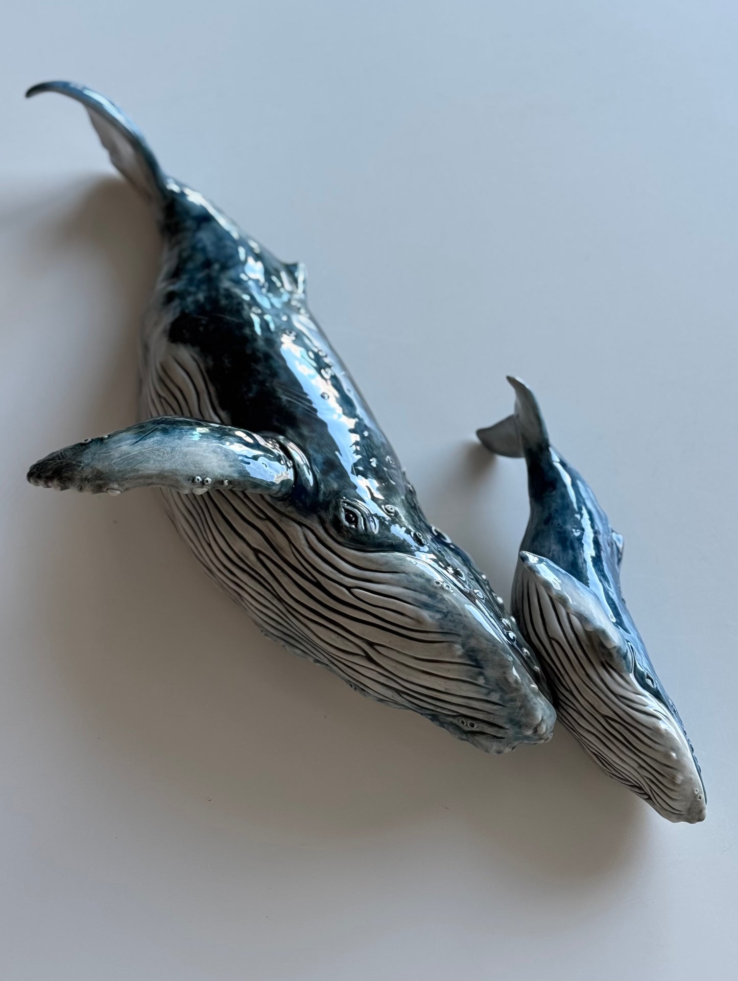 Humpback Whale Mother and Calf Wall Sculpture