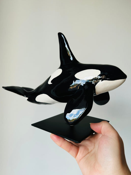 Male Orca on a stand