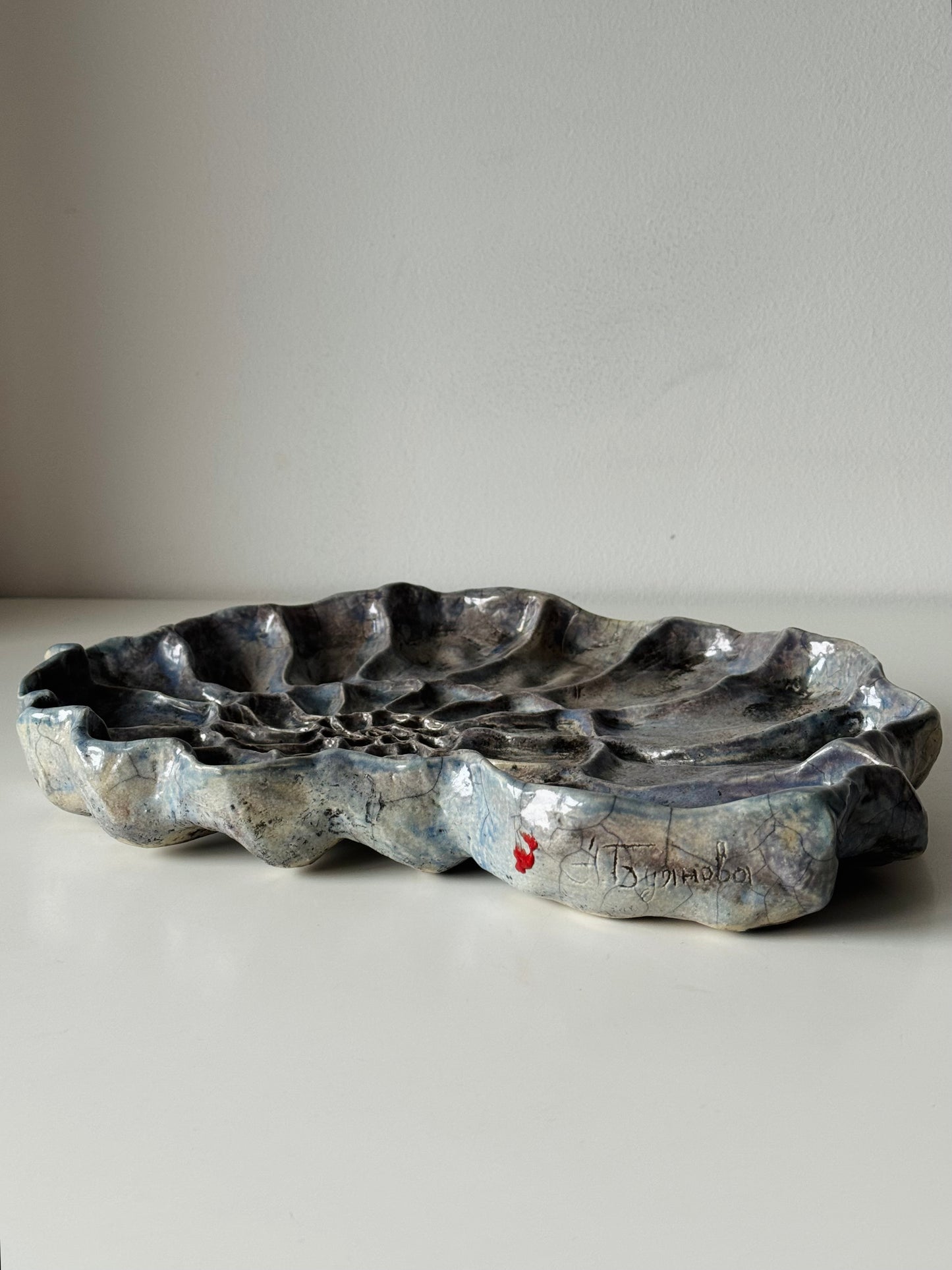 Raku Shell — Silver Kintsugi Edition
