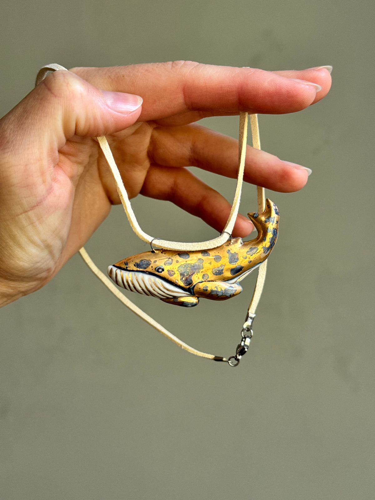Porcelain whale pendant