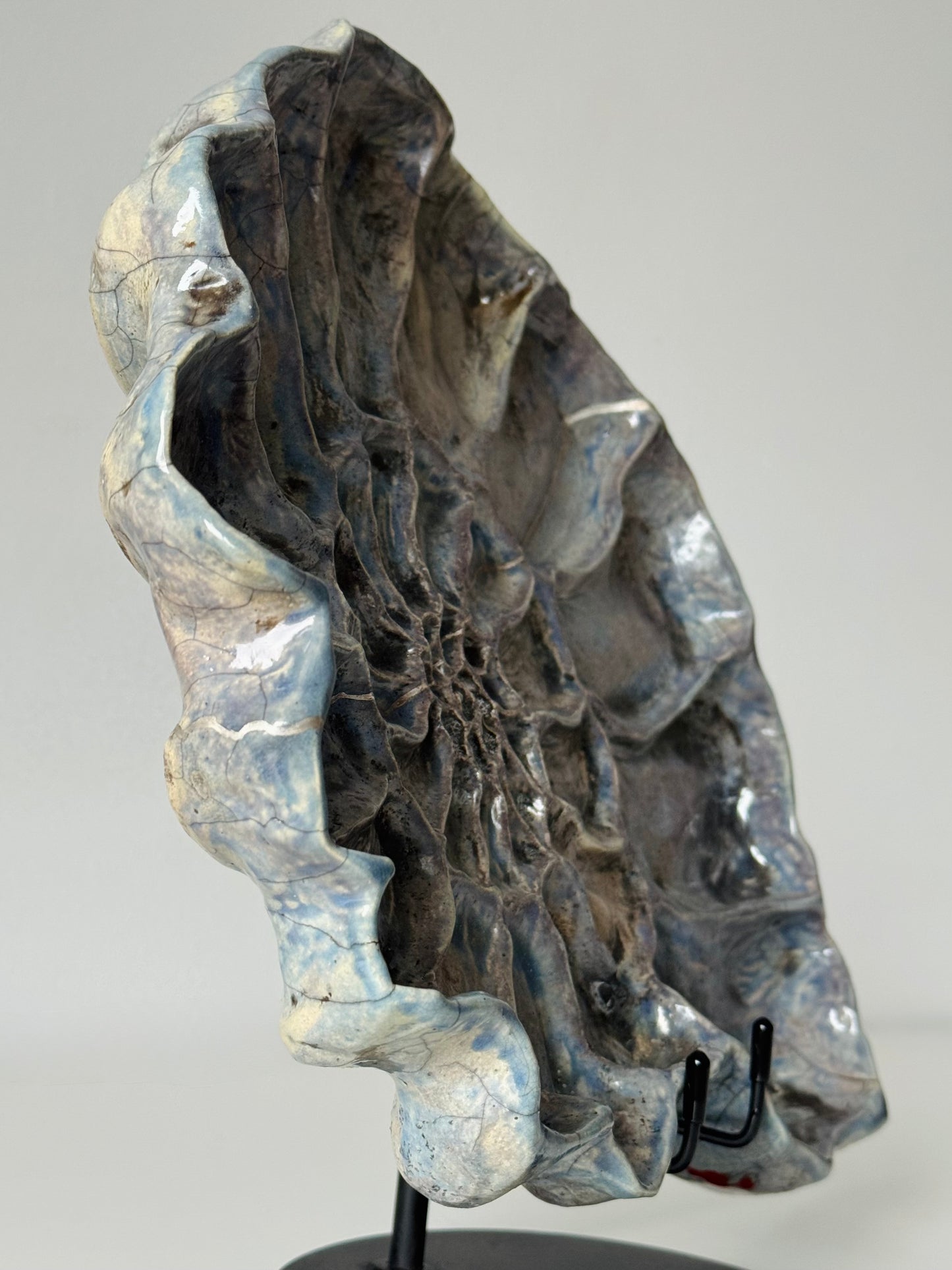 Raku Shell — Silver Kintsugi Edition