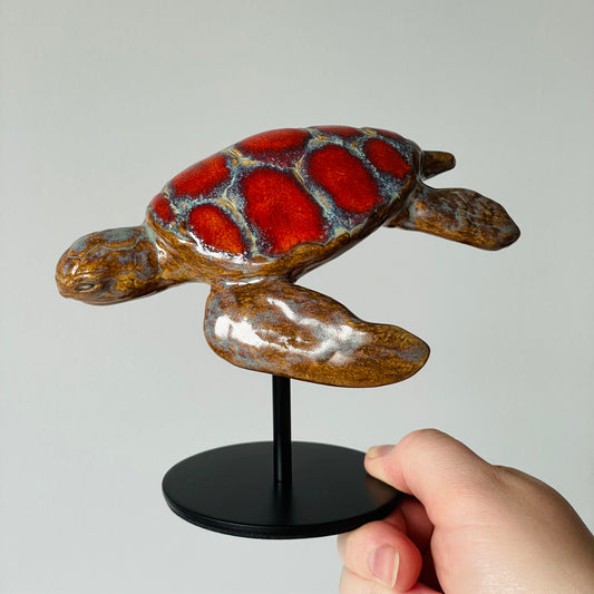 Ceramic Sea Turtle on a stand