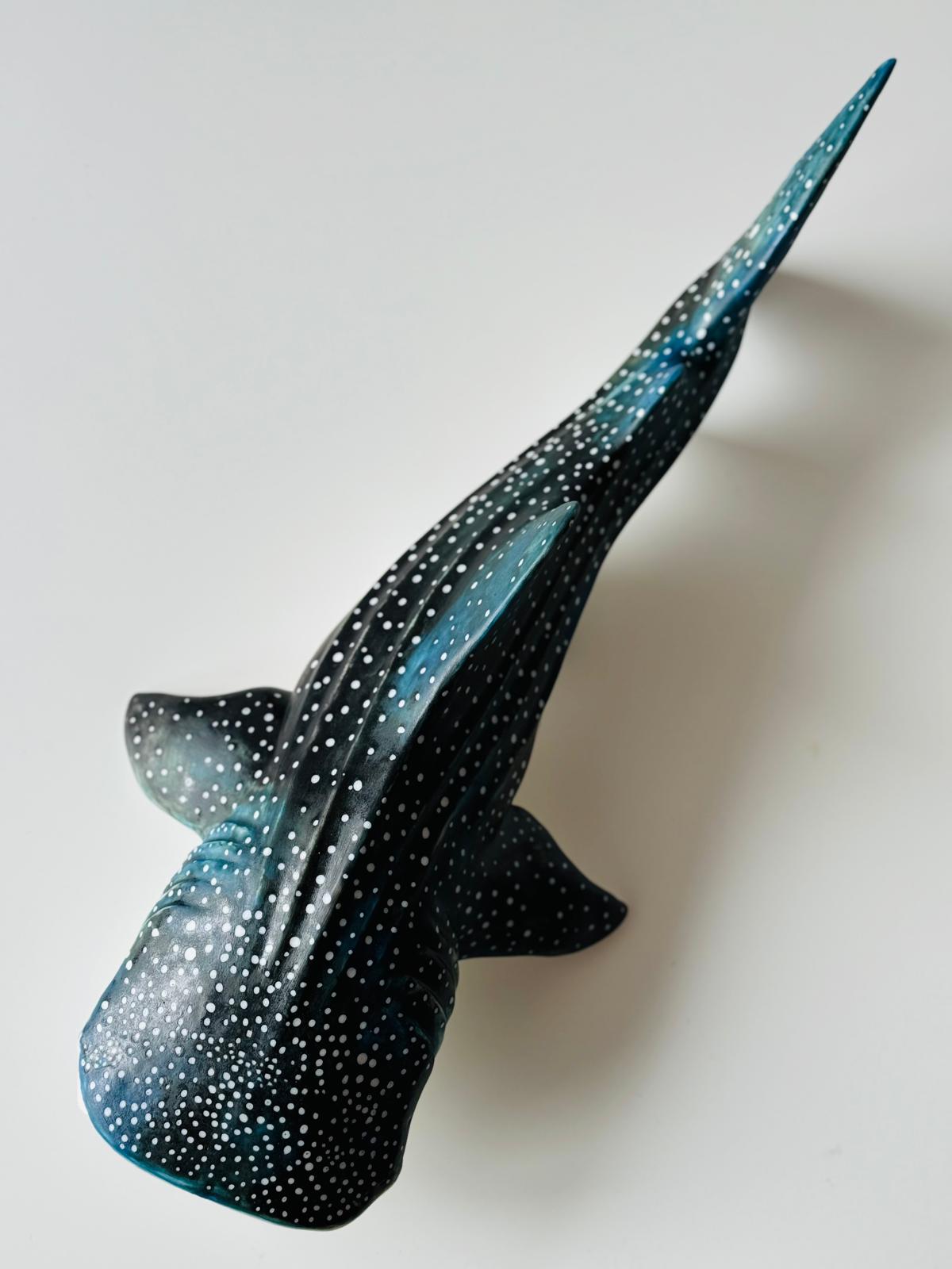 Porcelain Whale Shark on a metal stand