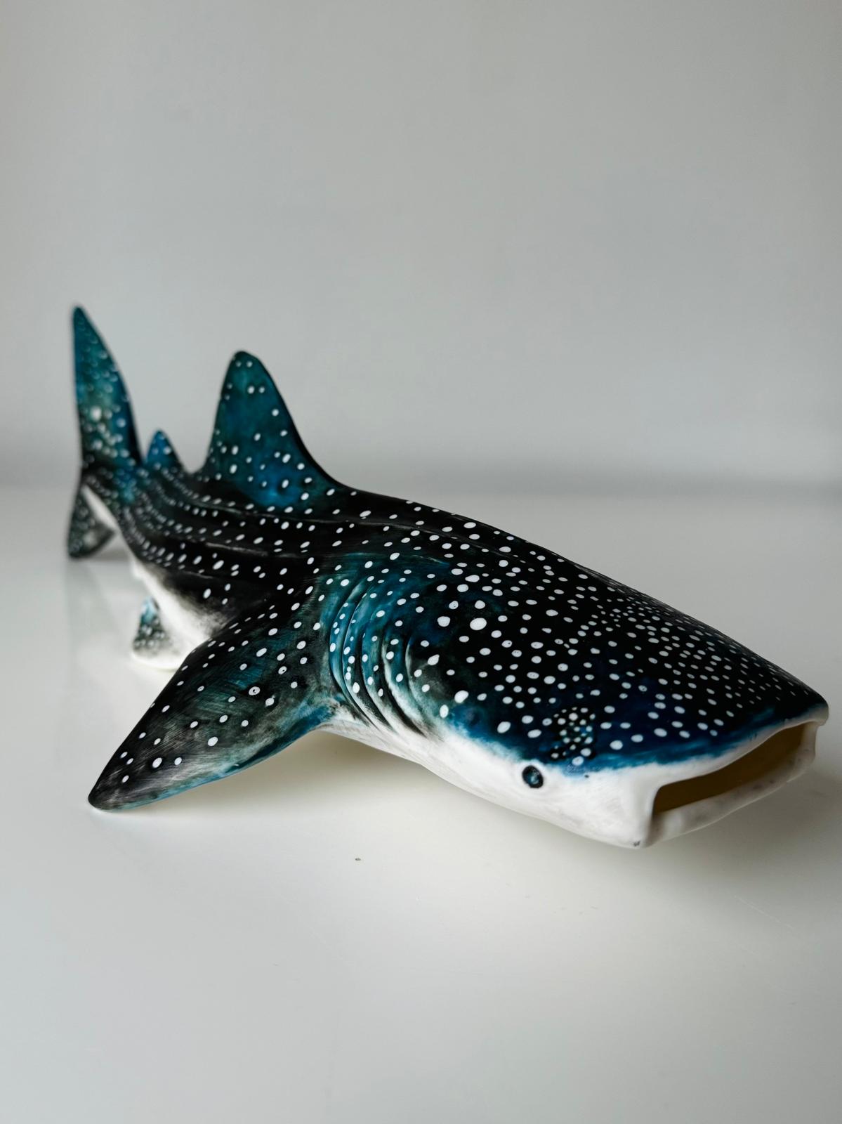 Porcelain Whale Shark on a metal stand