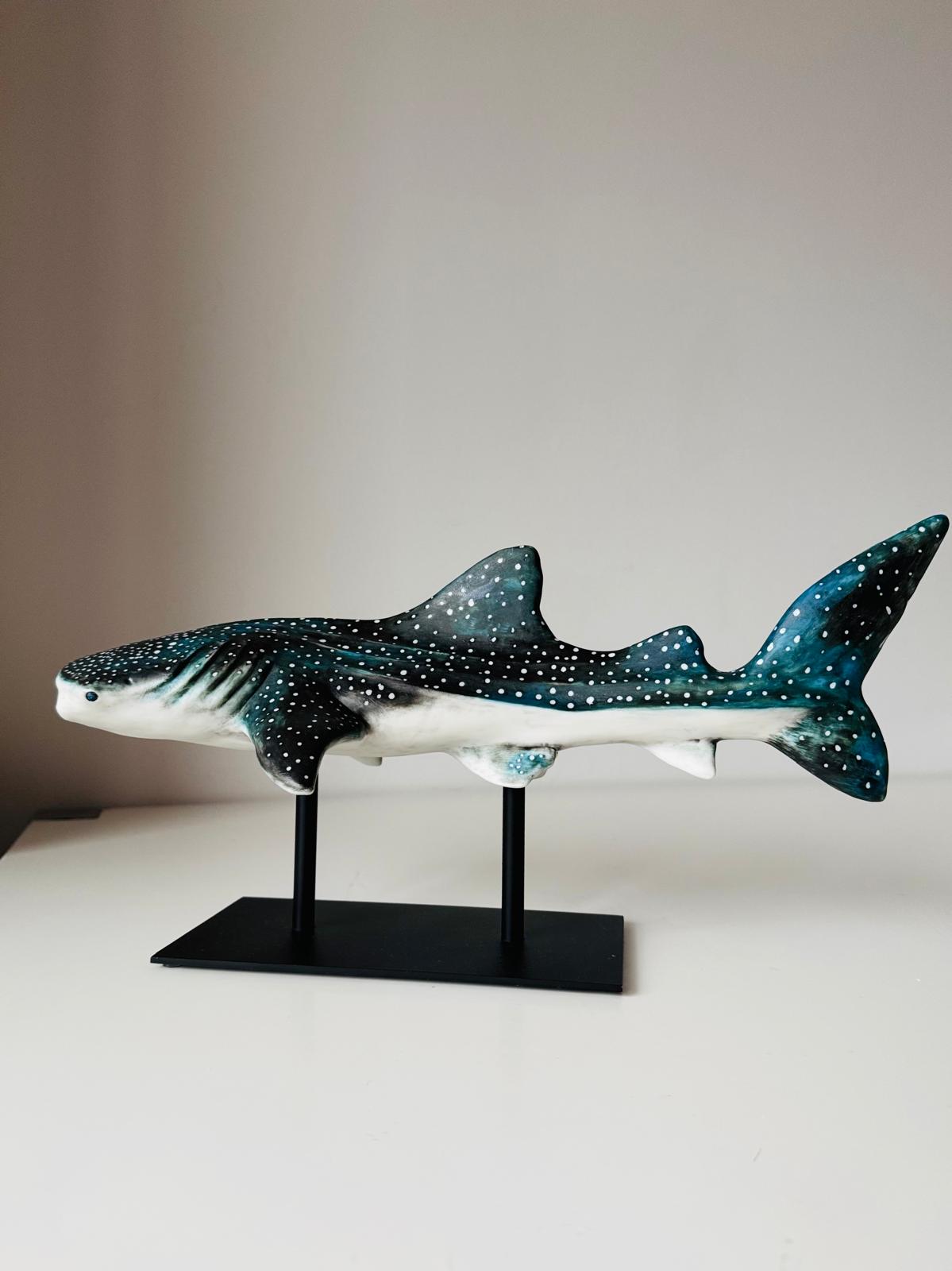 Porcelain Whale Shark on a metal stand