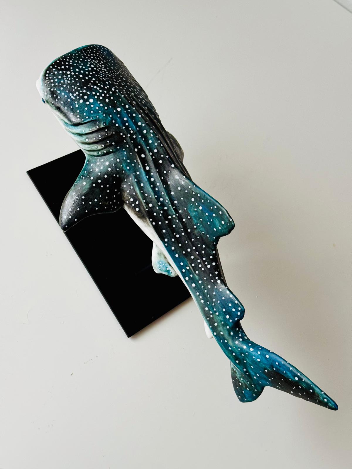 Porcelain Whale Shark on a metal stand