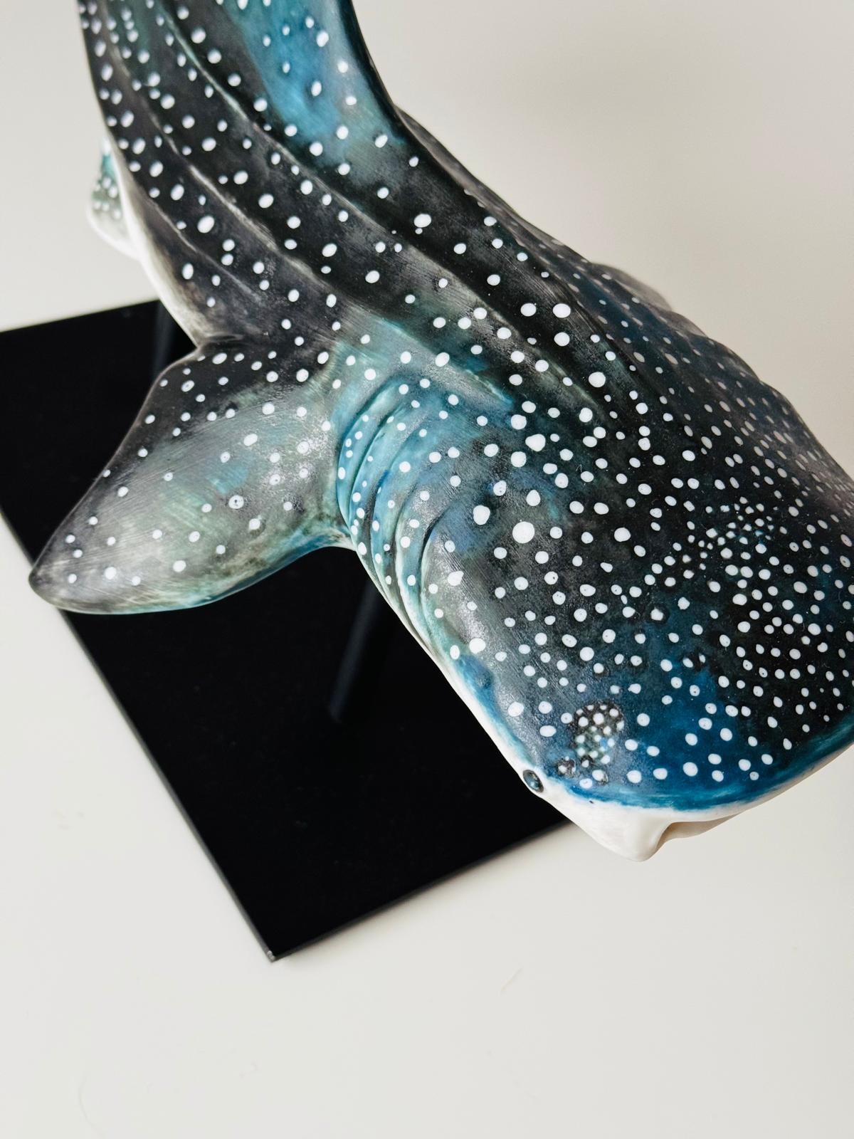 Porcelain Whale Shark on a metal stand