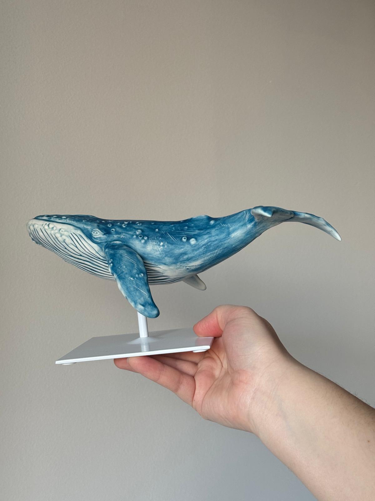 Porcelain Humpback Whale on a stand