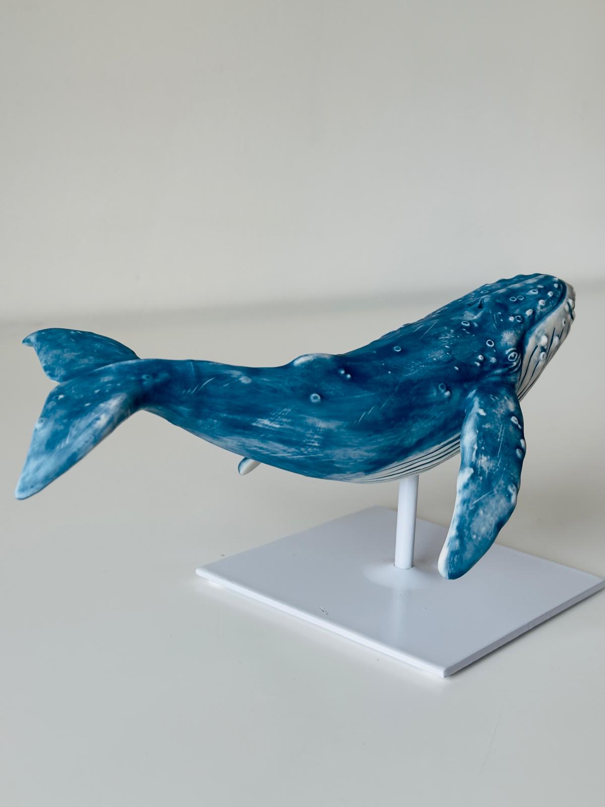 Porcelain Humpback Whale on a stand