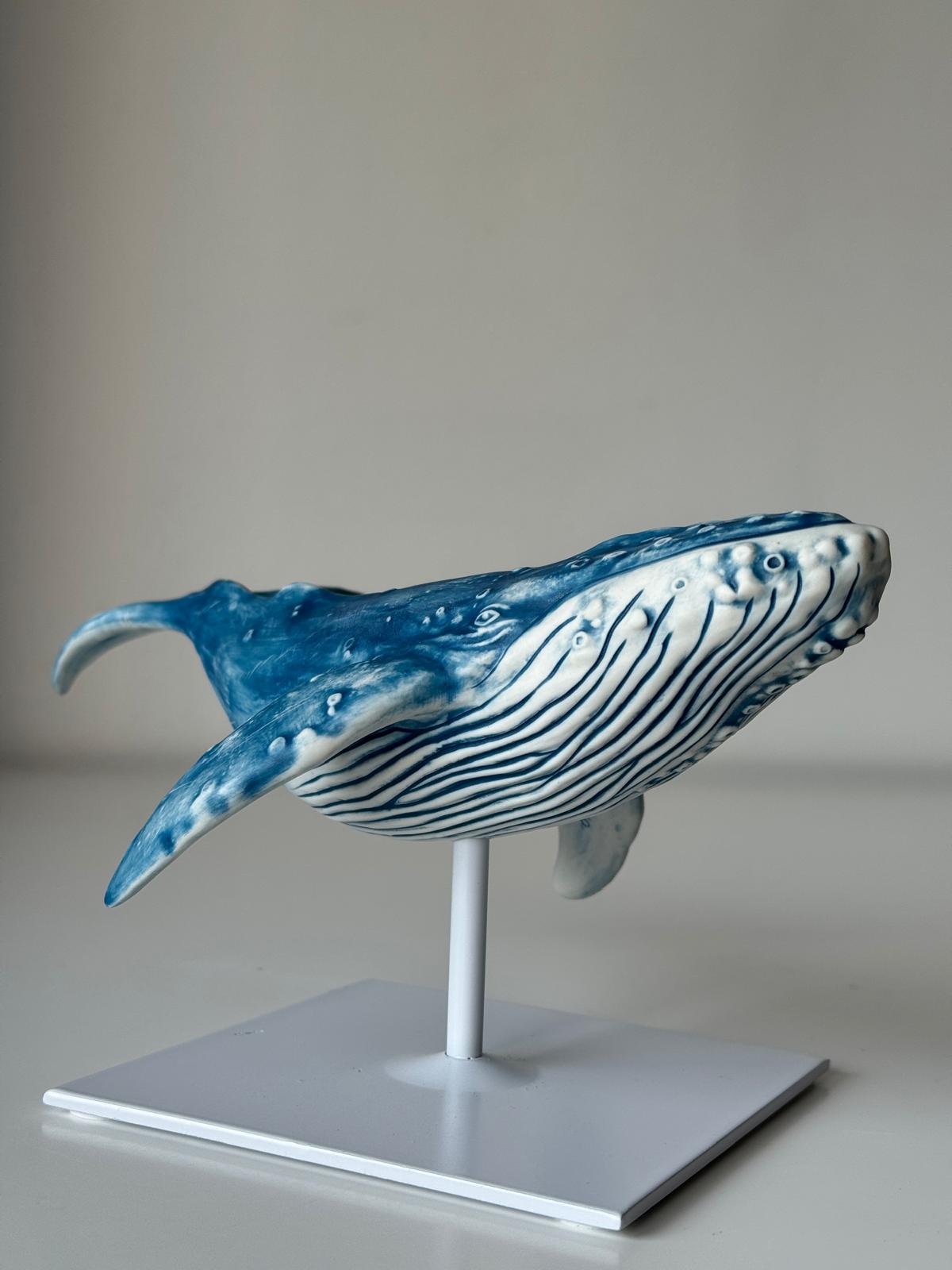 Porcelain Humpback Whale on a stand