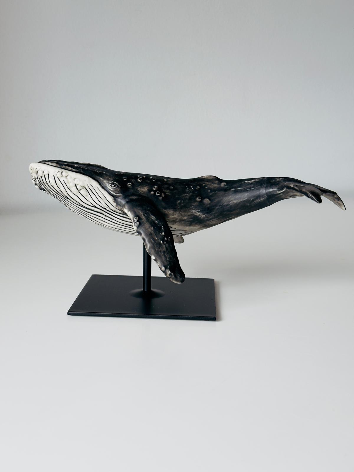 Porcelain Humpback Whale on a stand