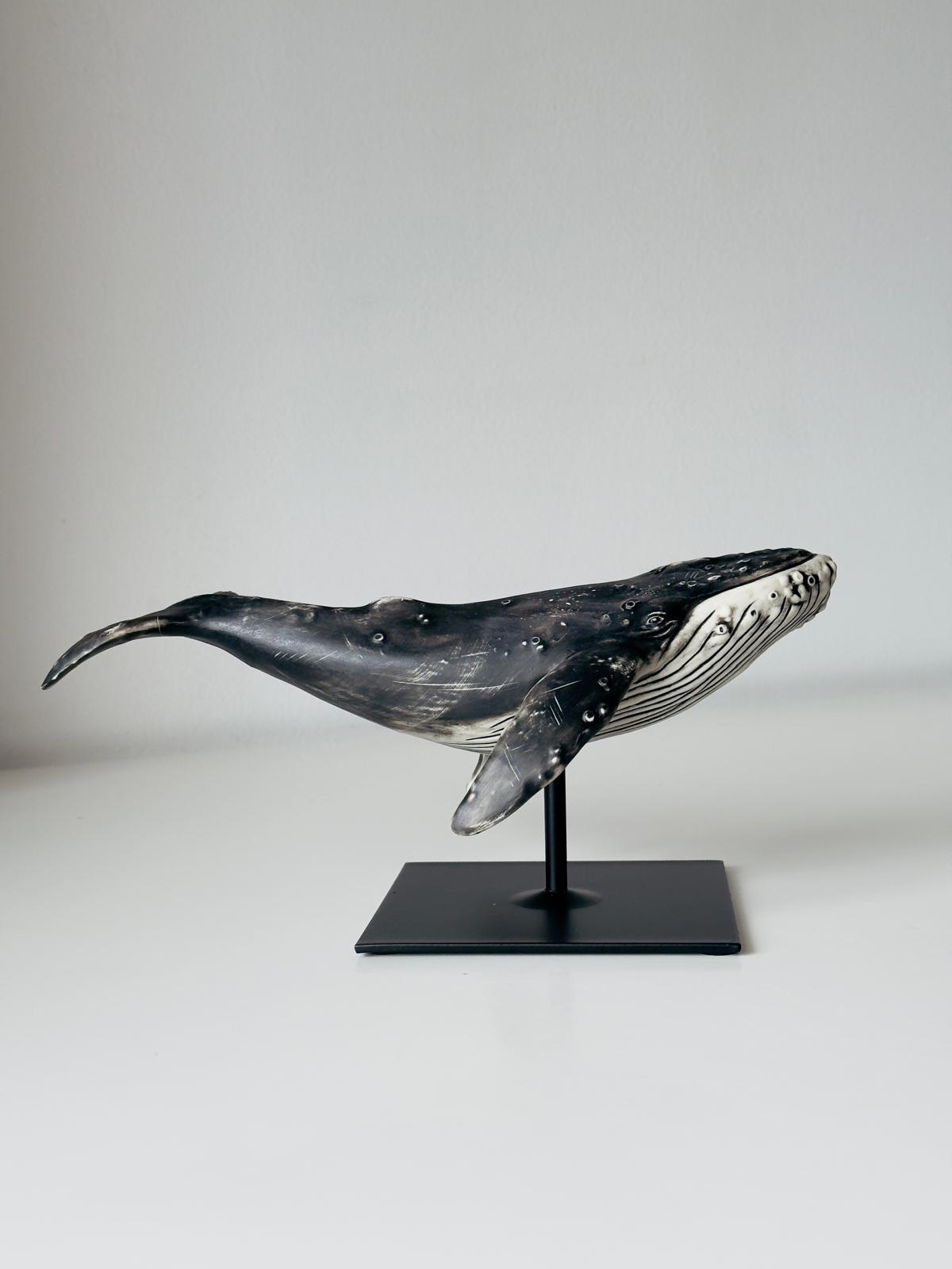 Porcelain Humpback Whale on a stand