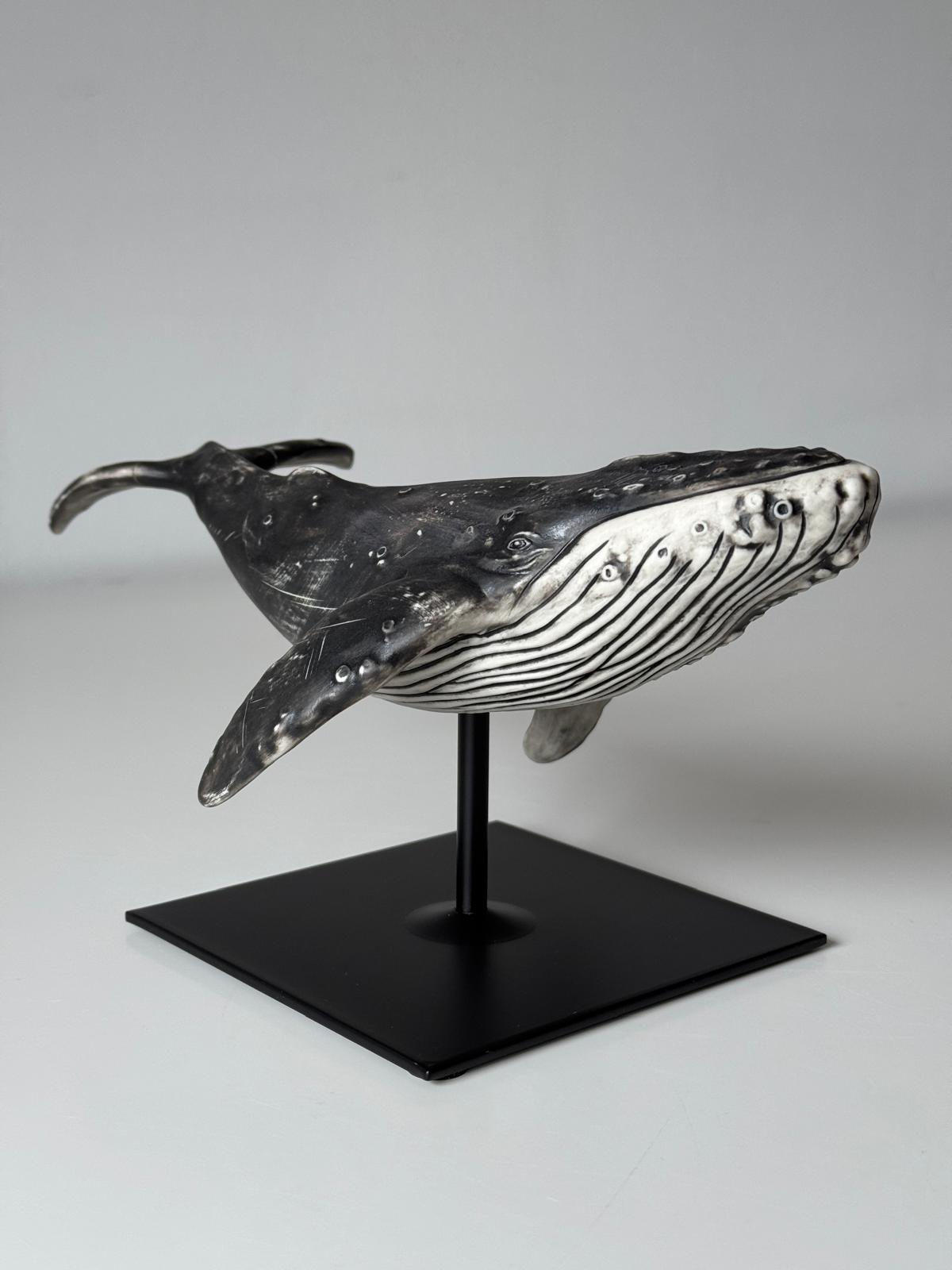 Porcelain Humpback Whale on a stand