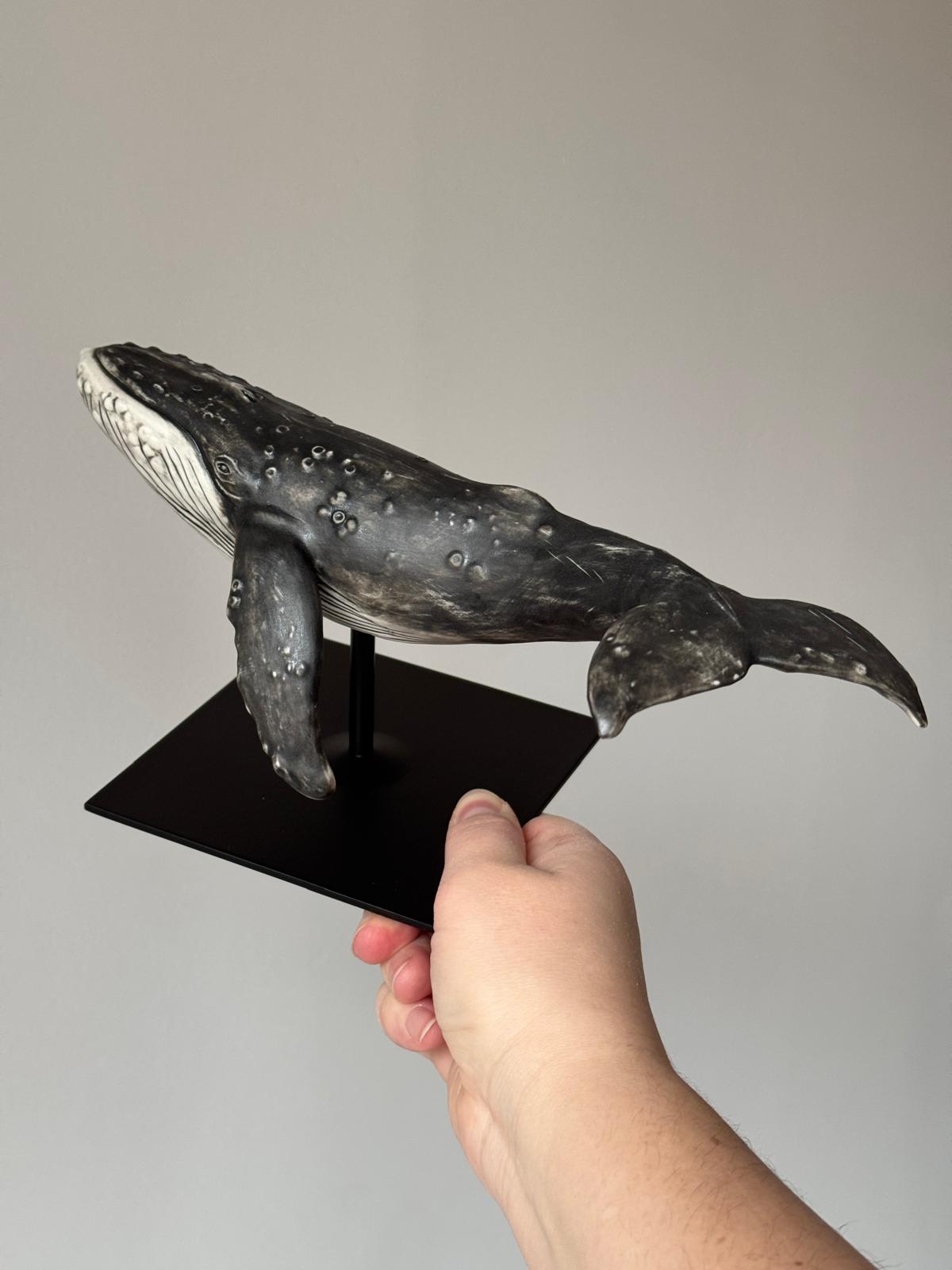 Porcelain Humpback Whale on a stand