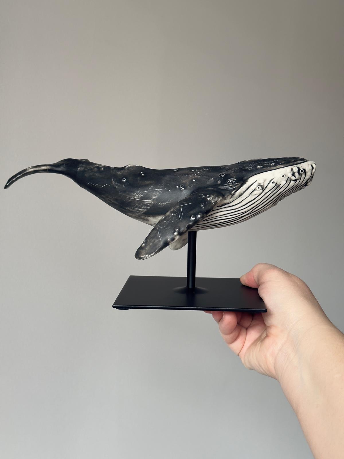 Porcelain Humpback Whale on a stand