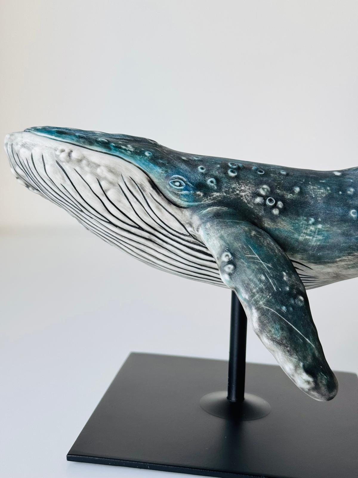 Porcelain Humpback Whale on a stand