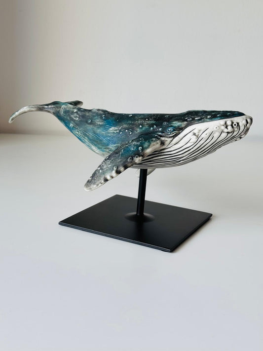 Porcelain Humpback Whale on a stand