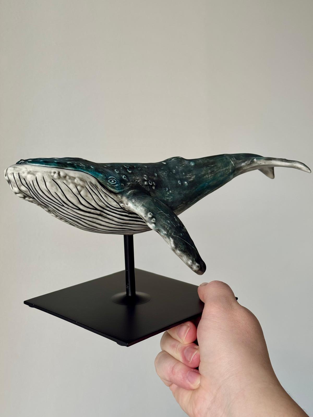 Porcelain Humpback Whale on a stand