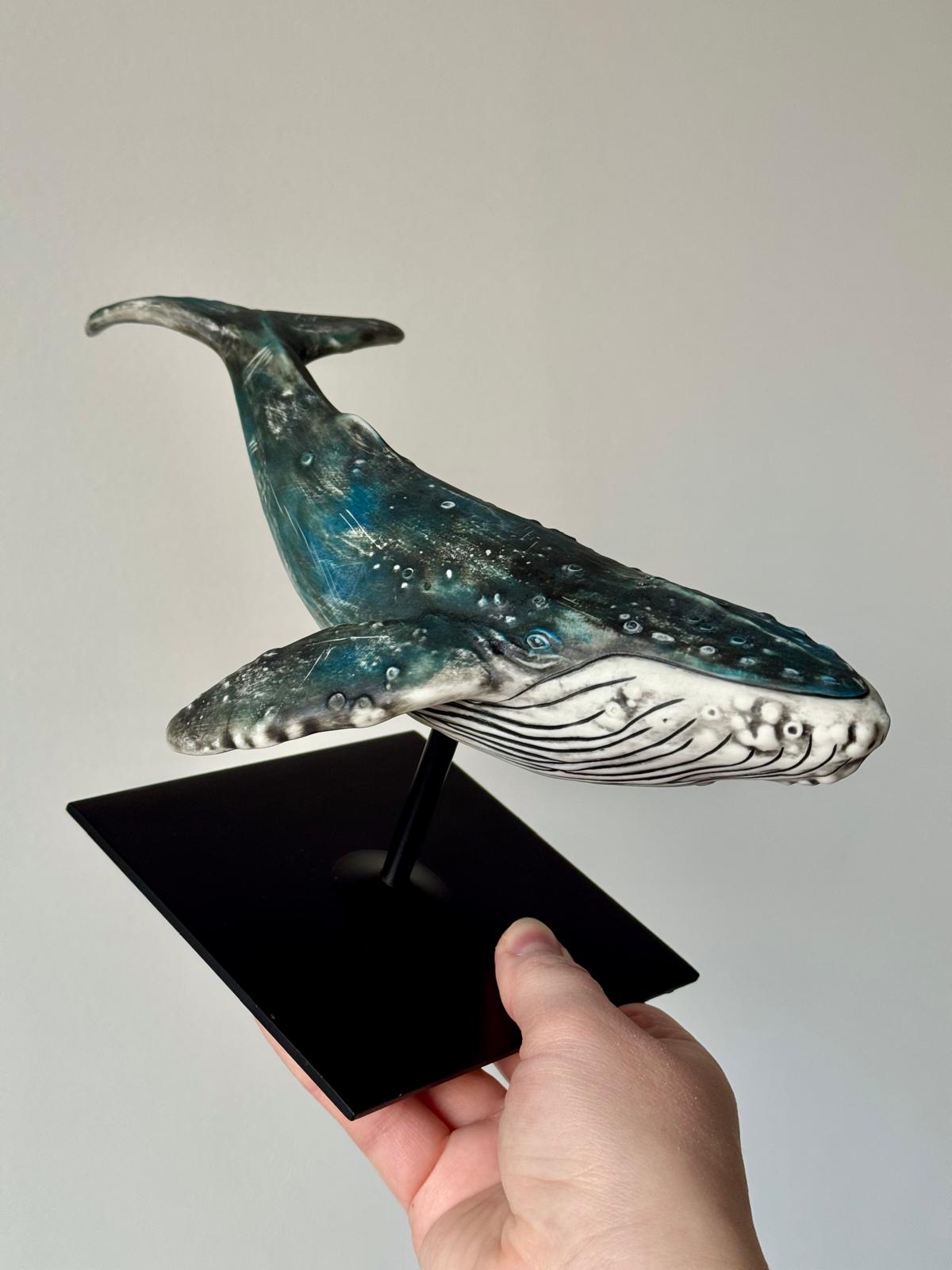 Porcelain Humpback Whale on a stand