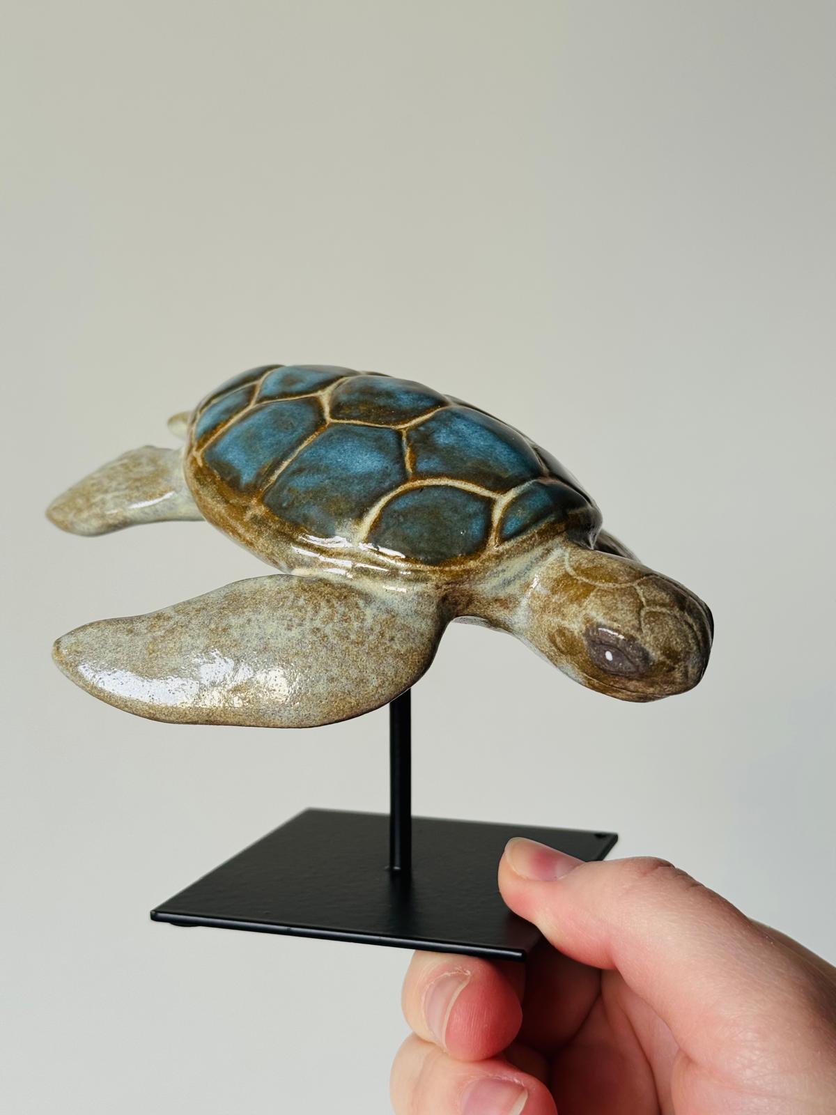 Ceramic Sea Turtle on a stand