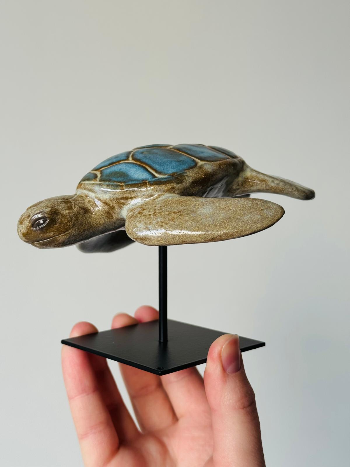 Ceramic Sea Turtle on a stand