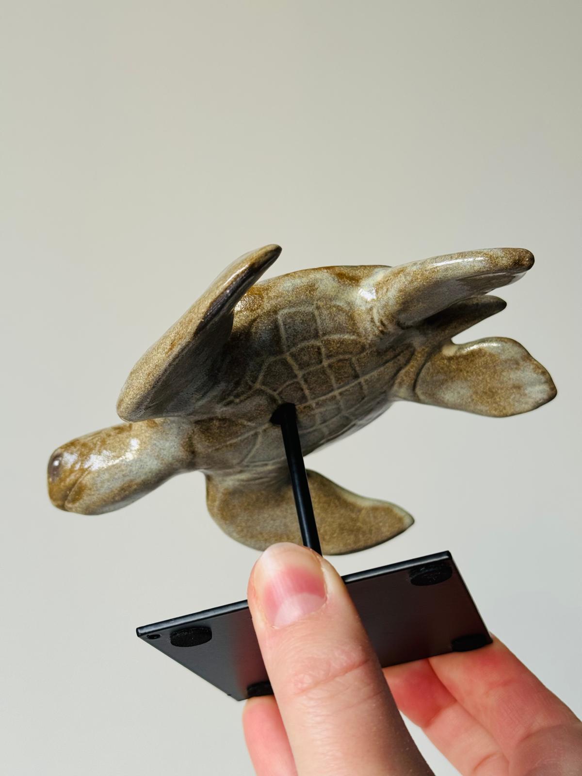 Ceramic Sea Turtle on a stand