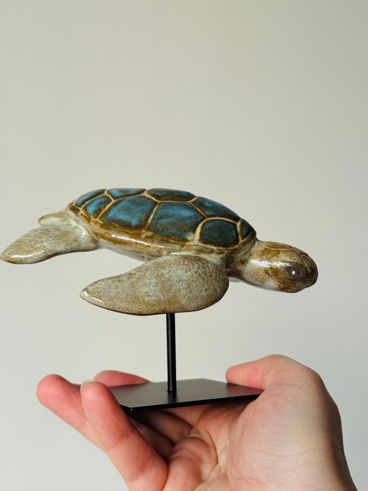 Ceramic Sea Turtle on a stand