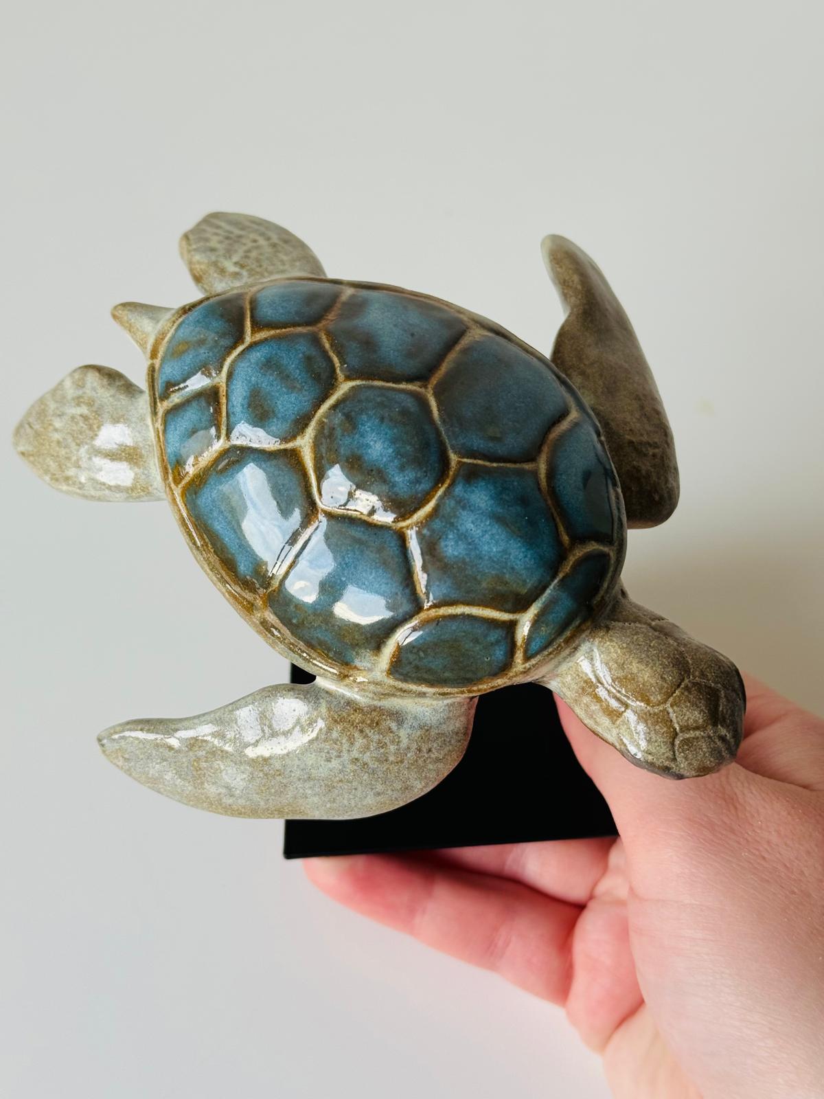 Ceramic Sea Turtle on a stand