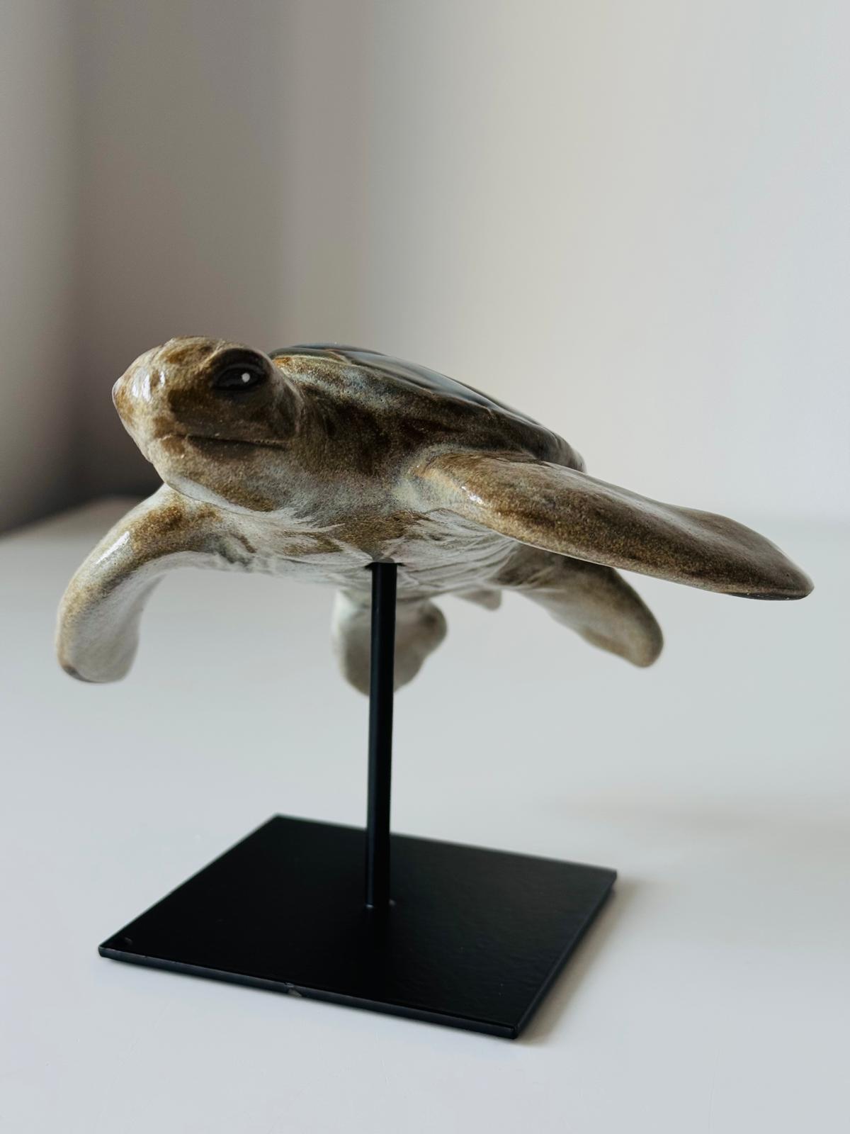 Ceramic Sea Turtle on a stand