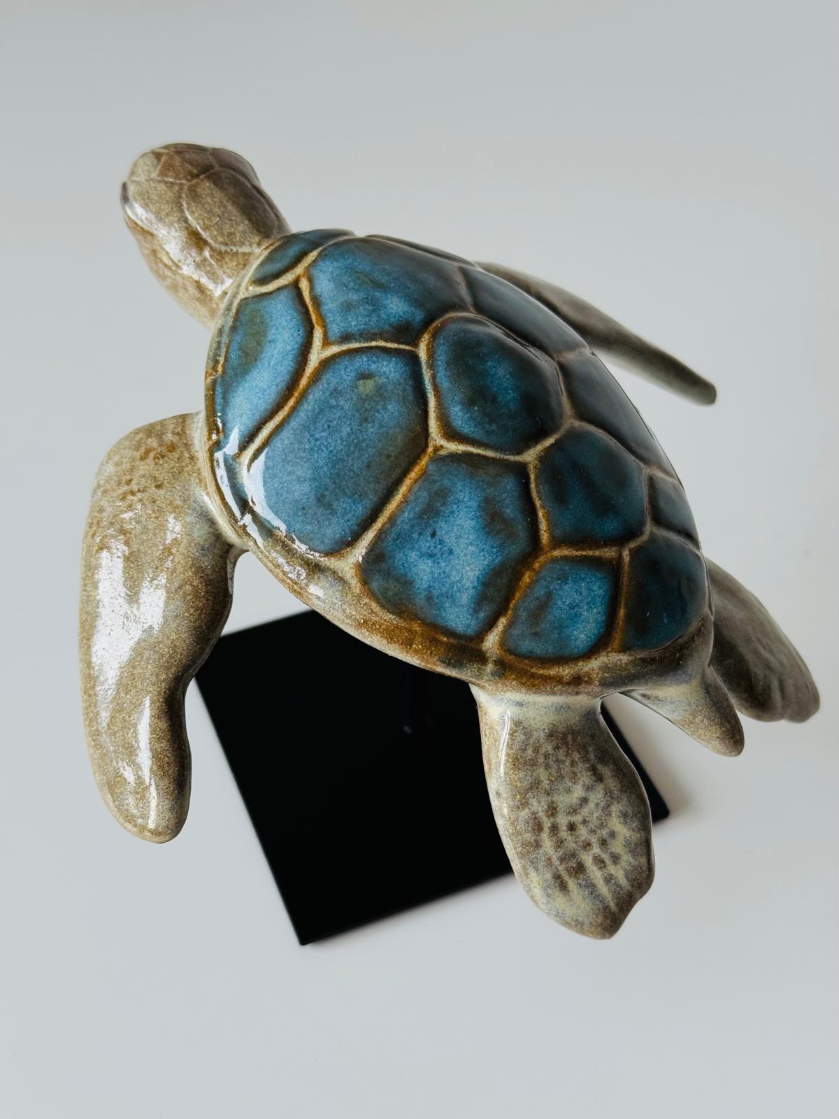 Ceramic Sea Turtle on a stand