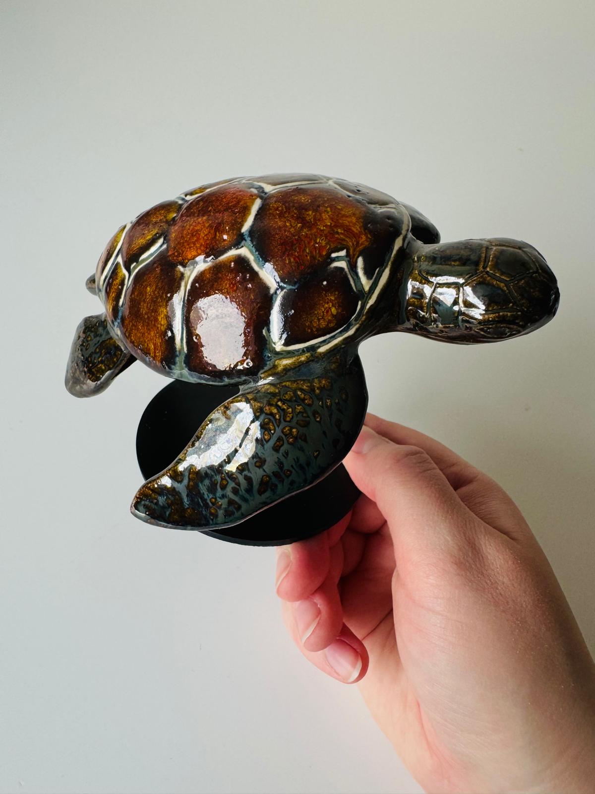 Ceramic Sea Turtle on a stand