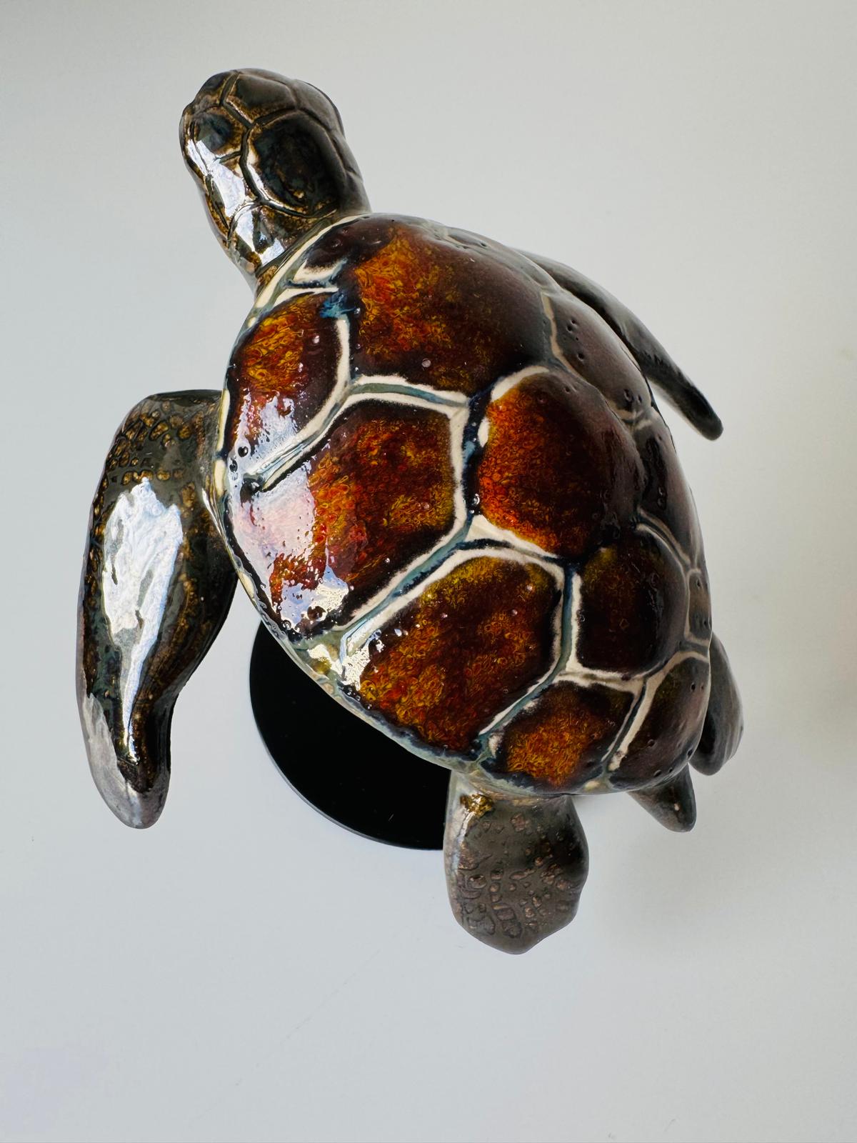 Ceramic Sea Turtle on a stand