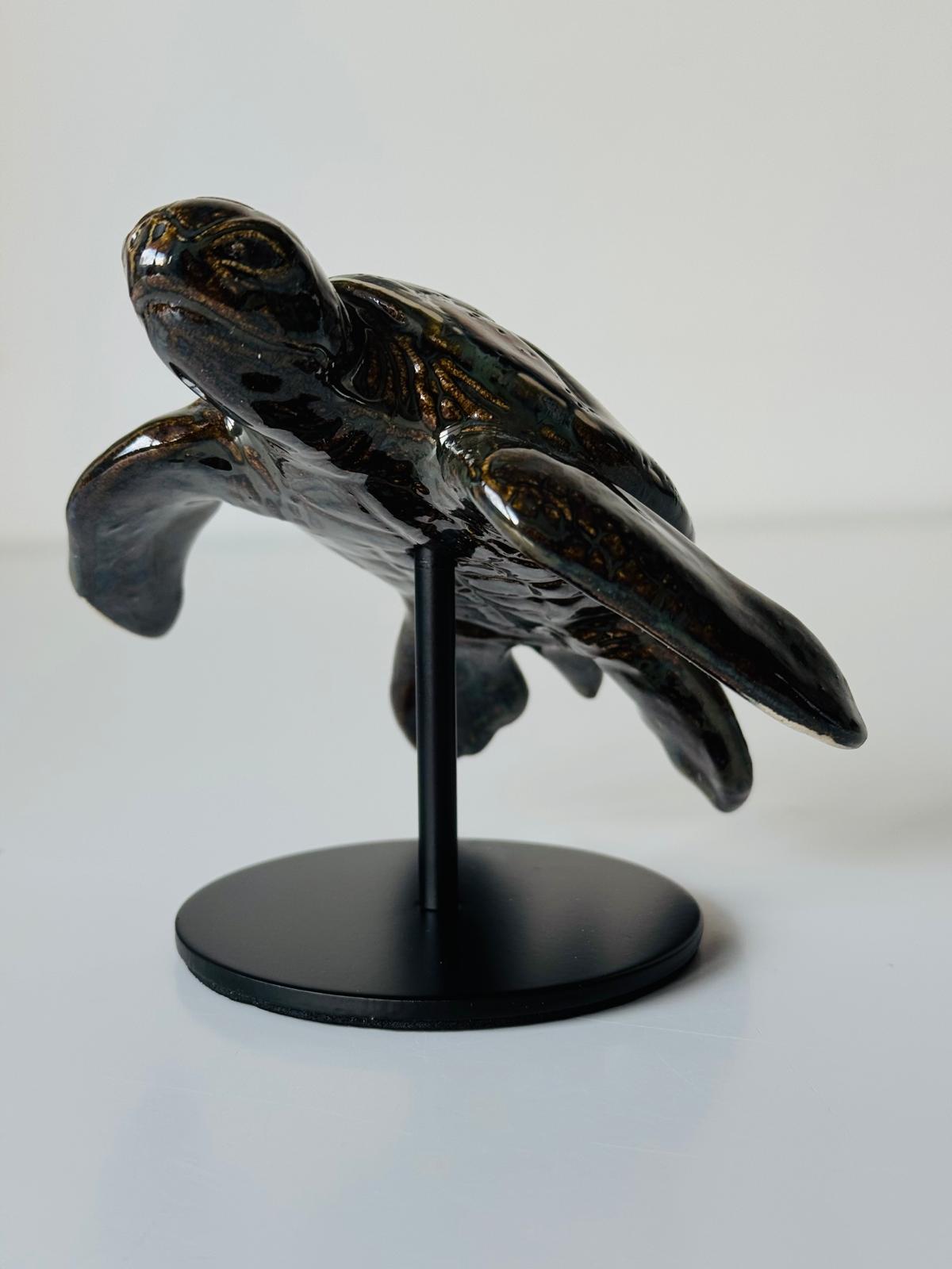 Ceramic Sea Turtle on a stand