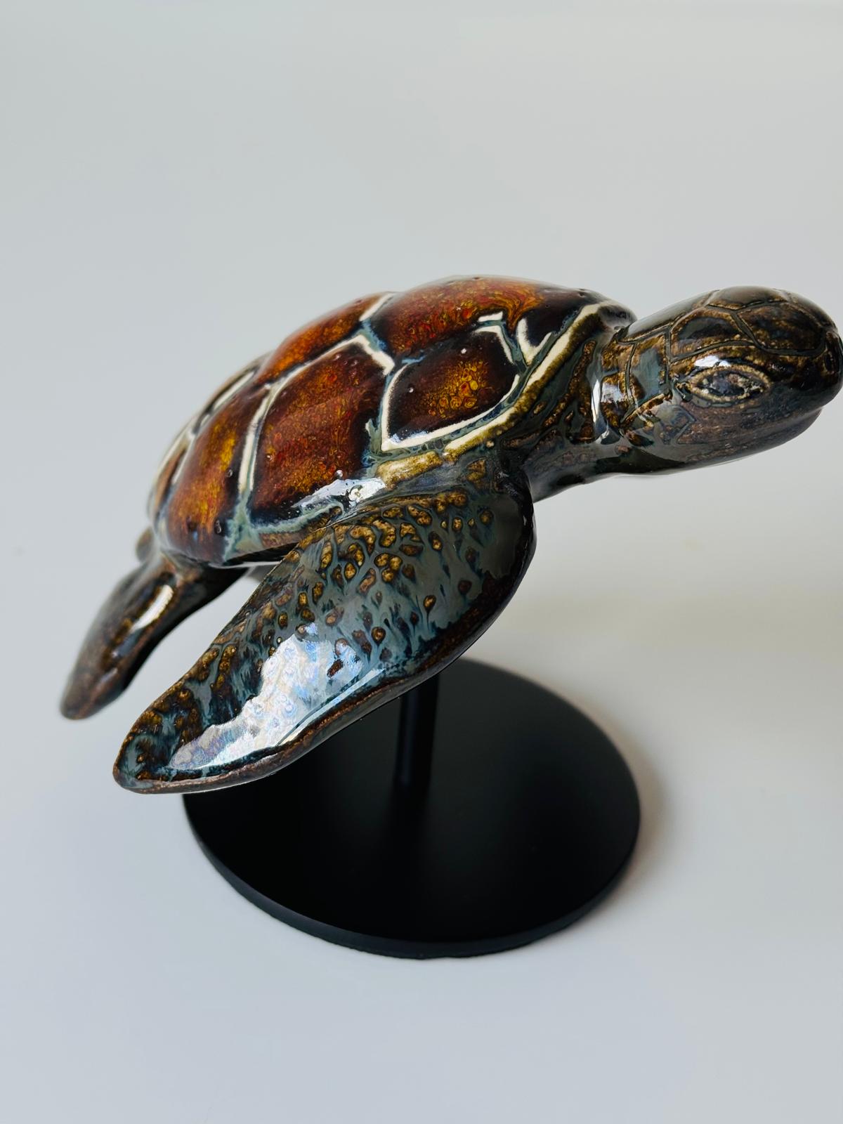 Ceramic Sea Turtle on a stand